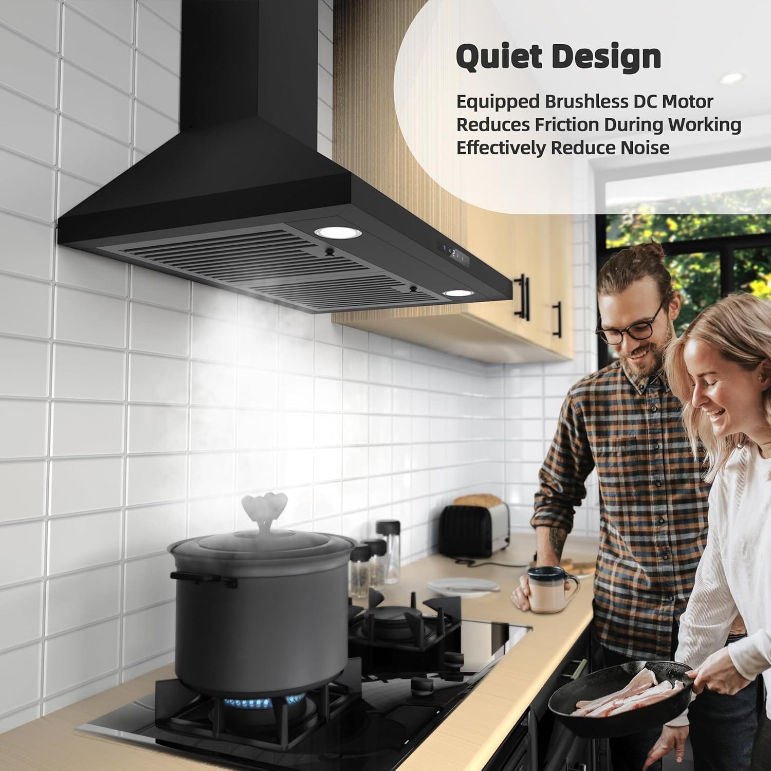 FIREGAS Black Range Hood 30 inch,Convertible Wall Mount Range Hood with Brushless Motor,450 CFM,9 Speed Fan,Soft Touch Controls, Permanent Filters, LED Lights, Charcoal Filter included FIREGAS Black Range Hood 30 inch,Convertible Wall Mount Range Hood with Brushless Motor,450 CFM,9 Speed Fan,Soft Touch Controls, Permanent Filters, LED Lights, Charcoal Filter included