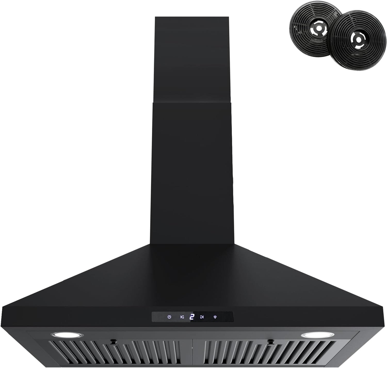 FIREGAS Black Range Hood 30 inch,Convertible Wall Mount Range Hood with Brushless Motor,450 CFM,9 Speed Fan,Soft Touch Controls, Permanent Filters, LED Lights, Charcoal Filter included FIREGAS Black Range Hood 30 inch,Convertible Wall Mount Range Hood with Brushless Motor,450 CFM,9 Speed Fan,Soft Touch Controls, Permanent Filters, LED Lights, Charcoal Filter included