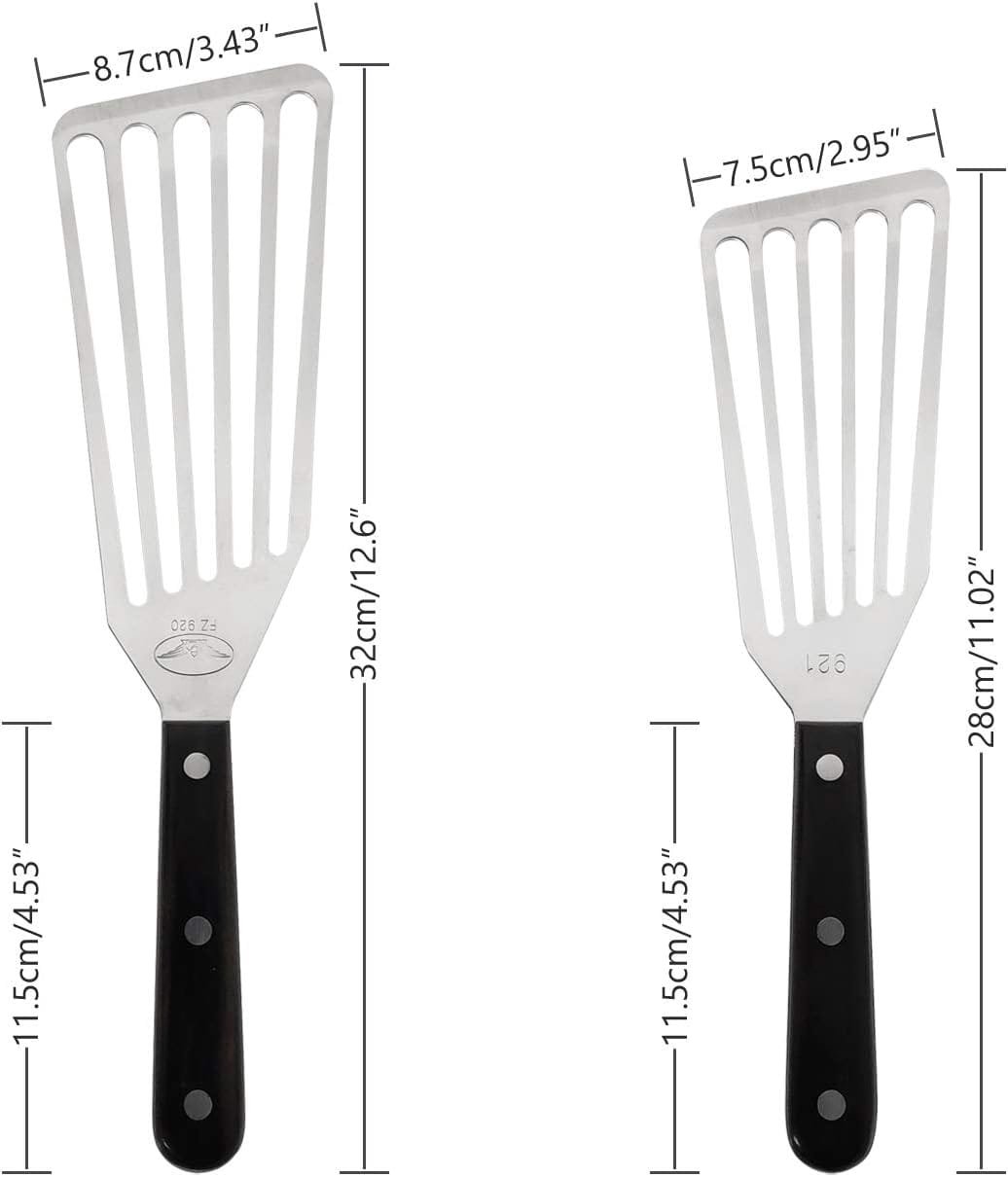 Fish Spatula, 2 Pack Stainless Steel Metal Spatula, Slotted Spatulas for Cooking, Flipping, Turning, Frying and Grilling