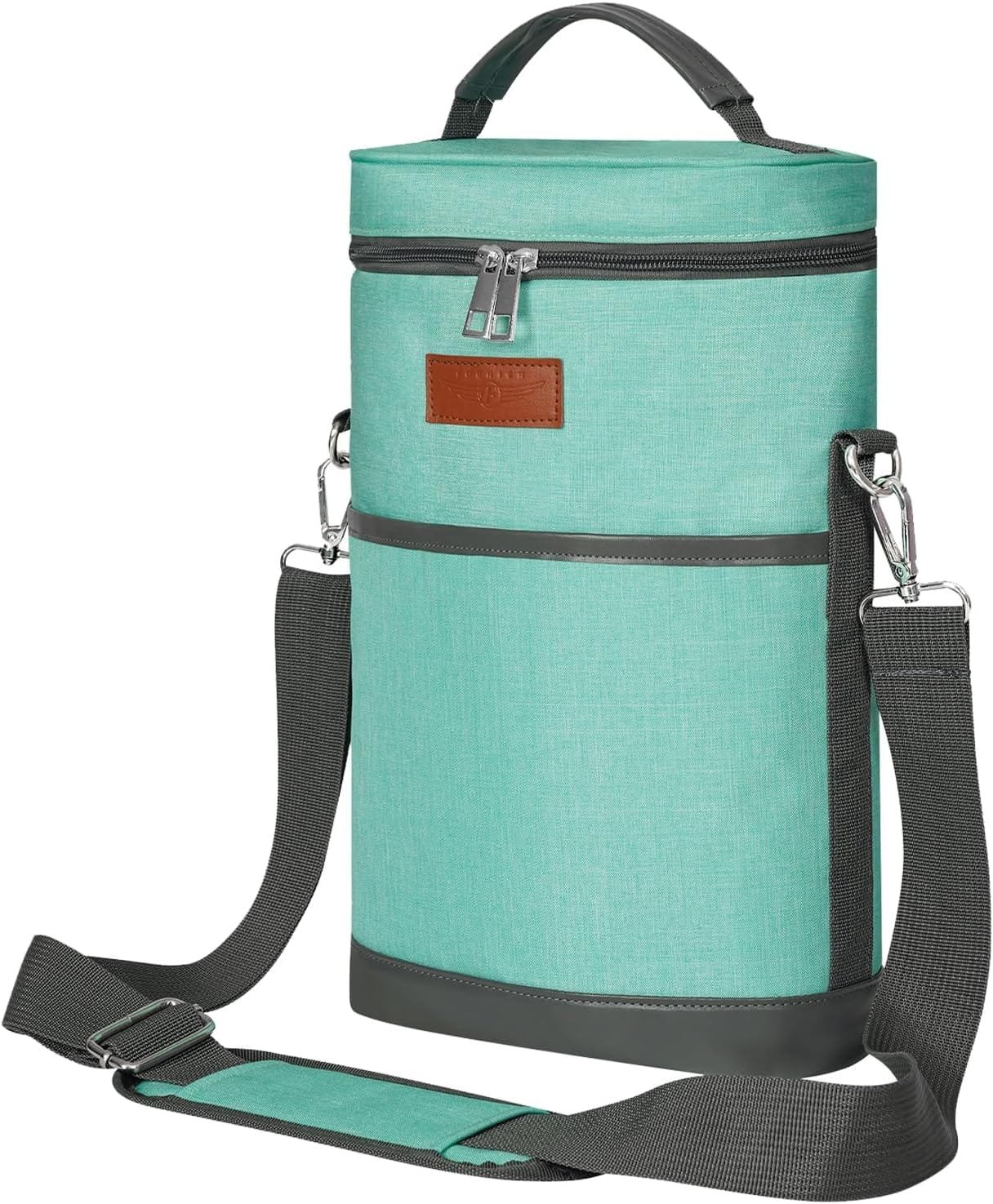 FOCHIER F 2 Bottle Wine Gift Bag, Insulated Wine Bottle Carrier Tote bag, Wine Cooler Bag for Travel, Picnic, Party, Dinner, Great Christmas Day Gift, Grey FOCHIER F 2 Bottle Wine Gift Bag, Insulated Wine Bottle Carrier Tote bag, Wine Cooler Bag for Travel, Picnic, Party, Dinner, Great Christmas Day Gift, Grey