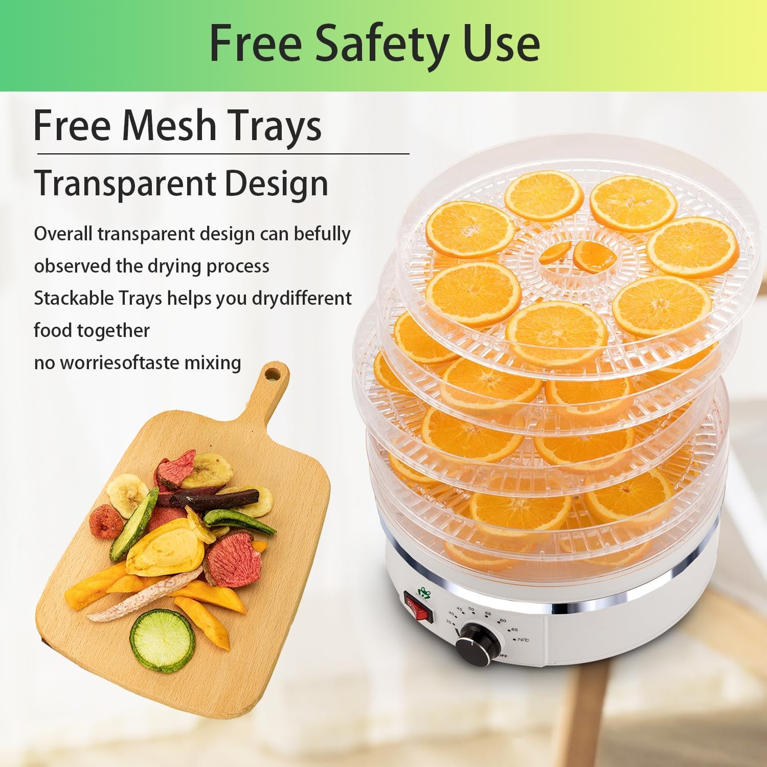 Food Dehydrator Machine Dehydrators For Food And Jerky 5 Trays Adjustable Temperature Control Multi-Funtional Dryer For Preserve Jerky, Fruits, Vegetables, Meat, Herbs, Flowers, Dog Treats