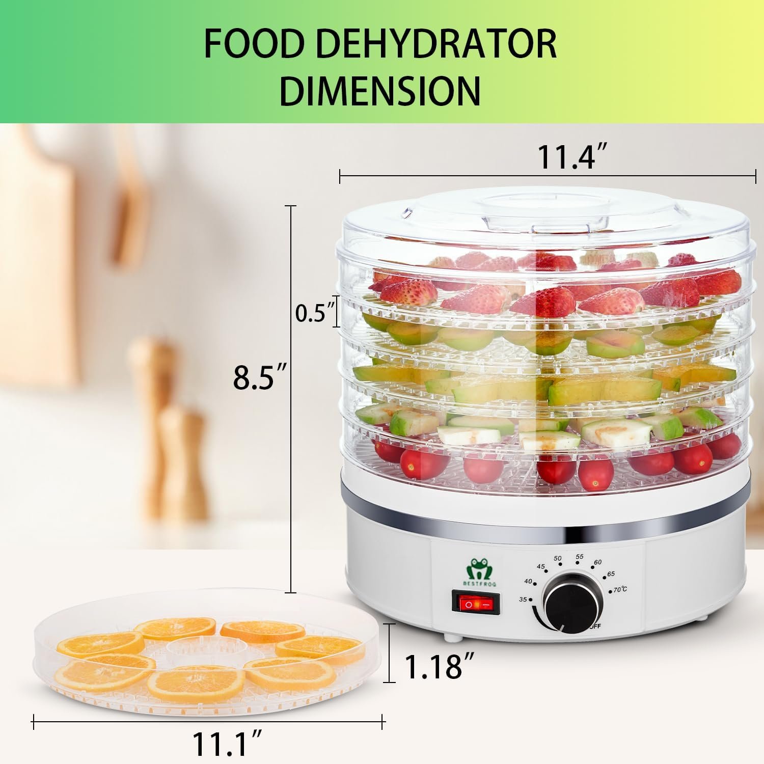 Food Dehydrator Machine Dehydrators For Food And Jerky 5 Trays Adjustable Temperature Control Multi-Funtional Dryer For Preserve Jerky, Fruits, Vegetables, Meat, Herbs, Flowers, Dog Treats
