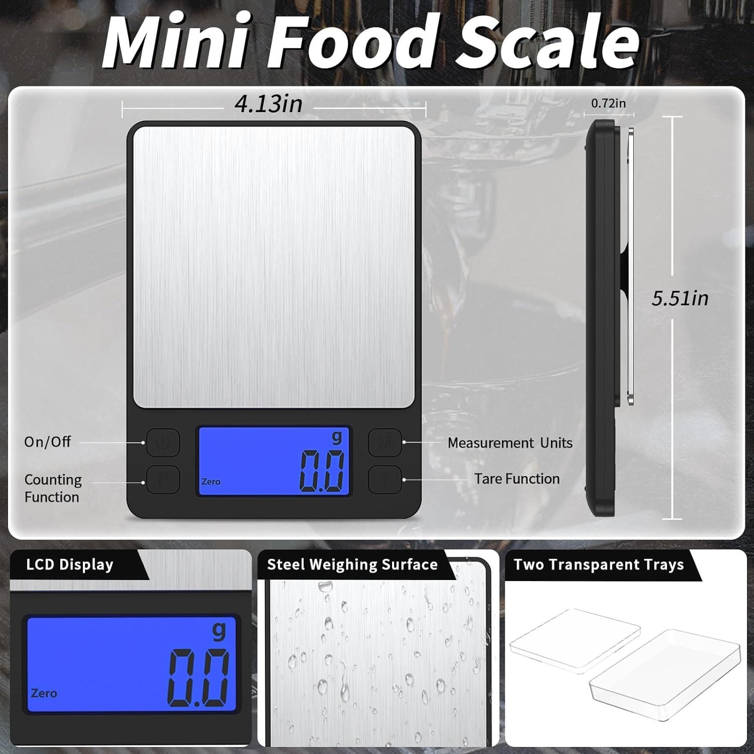 Food Kitchen Scale, Food Scales Digital Weight Grams and Oz, High Precision Digital Scale, LCD Display, with 2 Trays, Cooking, Tare Function, Baking (Black) Food Kitchen Scale, Food Scales Digital Weight Grams and Oz, High Precision Digital Scale, LCD Display, with 2 Trays, Cooking, Tare Function, Baking (Black)