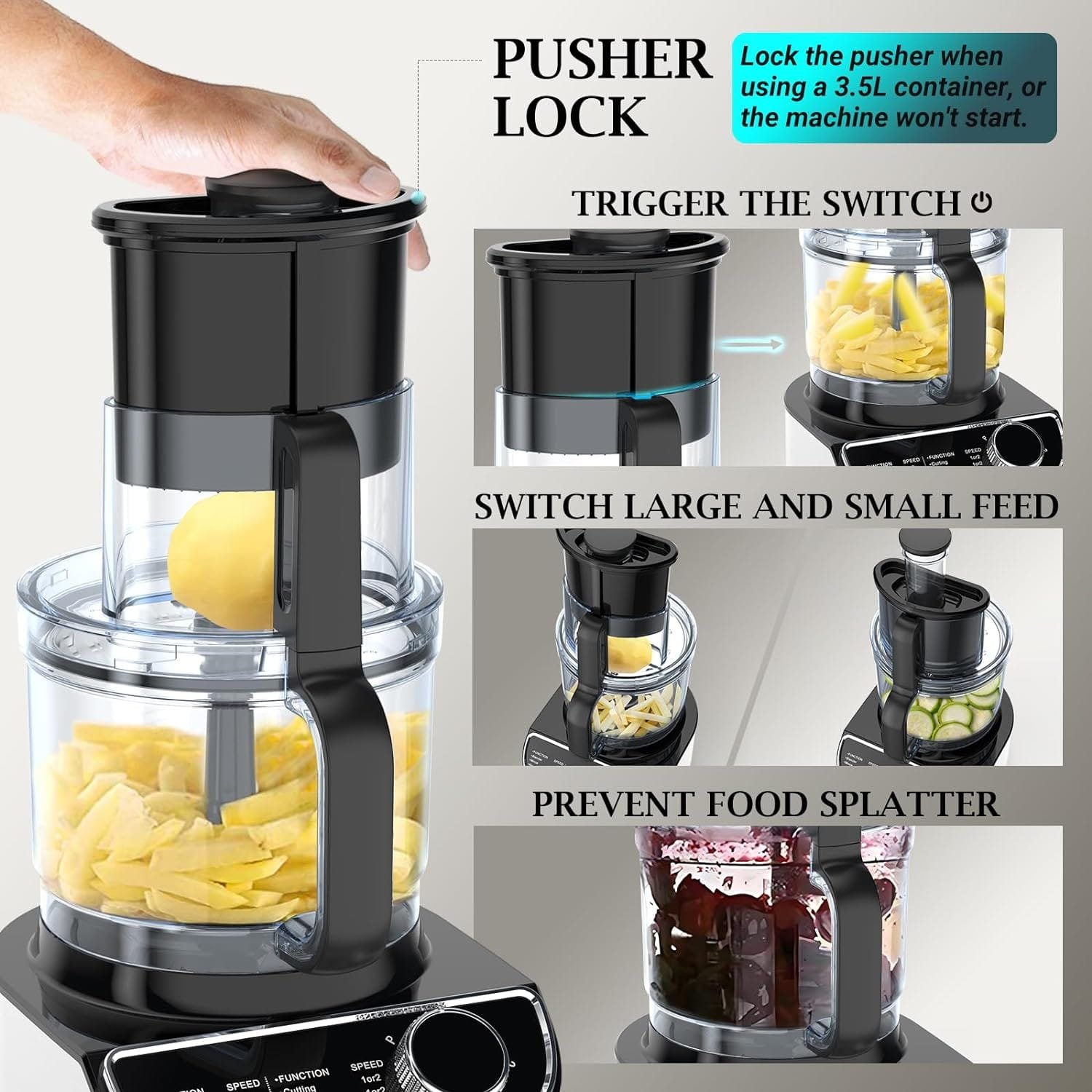 Food Processor - Food Processors Best Rated 2023, Versatile Blades for Slicing, Shredding, Chopping - Blender  Food Processor Combo, Large Caliber, 12-Cup 600W