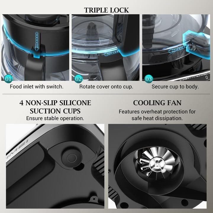 Food Processor - Food Processors Best Rated 2023, Versatile Blades for Slicing, Shredding, Chopping - Blender  Food Processor Combo, Large Caliber, 12-Cup 600W