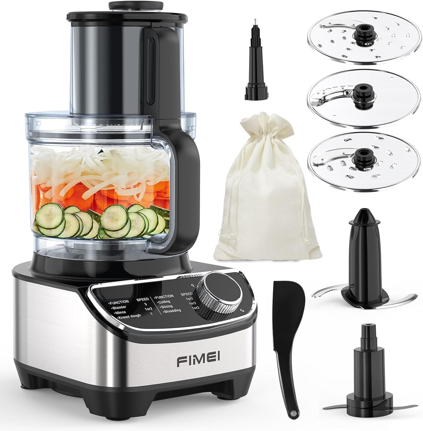 Food Processor - Food Processors Best Rated 2023, Versatile Blades for Slicing, Shredding, Chopping - Blender  Food Processor Combo, Large Caliber, 12-Cup 600W
