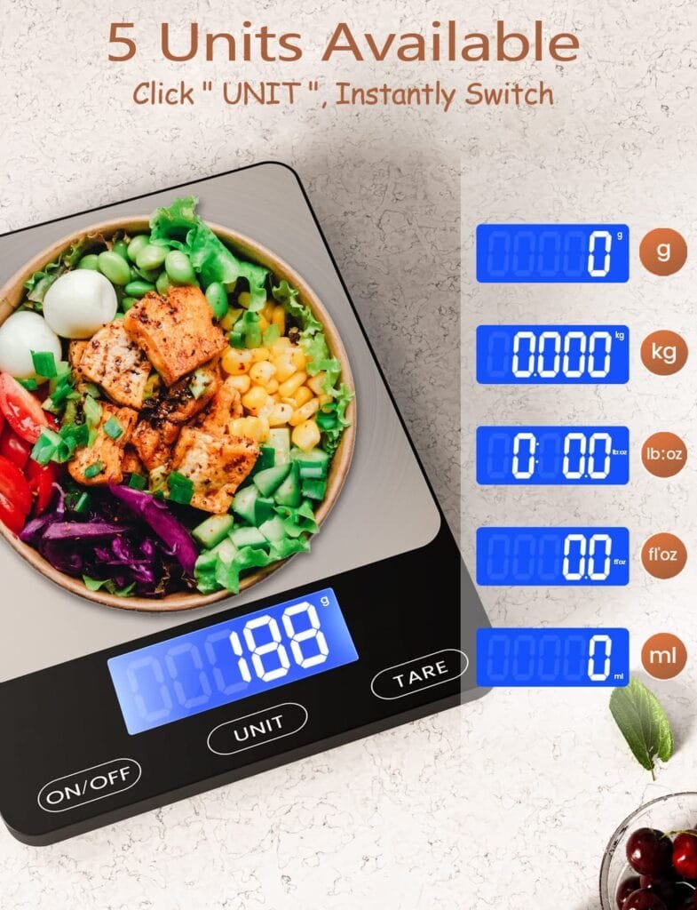 Food Scale -33lb Digital Kitchen Scale for Food Ounces Grams Rechargeable 304 Stainless Steel,Batteries and Type-C Charging | Perfect for Meal Prep, Cooking, and Baking, Black Food Scale -33lb Digital Kitchen Scale for Food Ounces Grams Rechargeable 304 Stainless Steel,Batteries and Type-C Charging | Perfect for Meal Prep, Cooking, and Baking, Black
