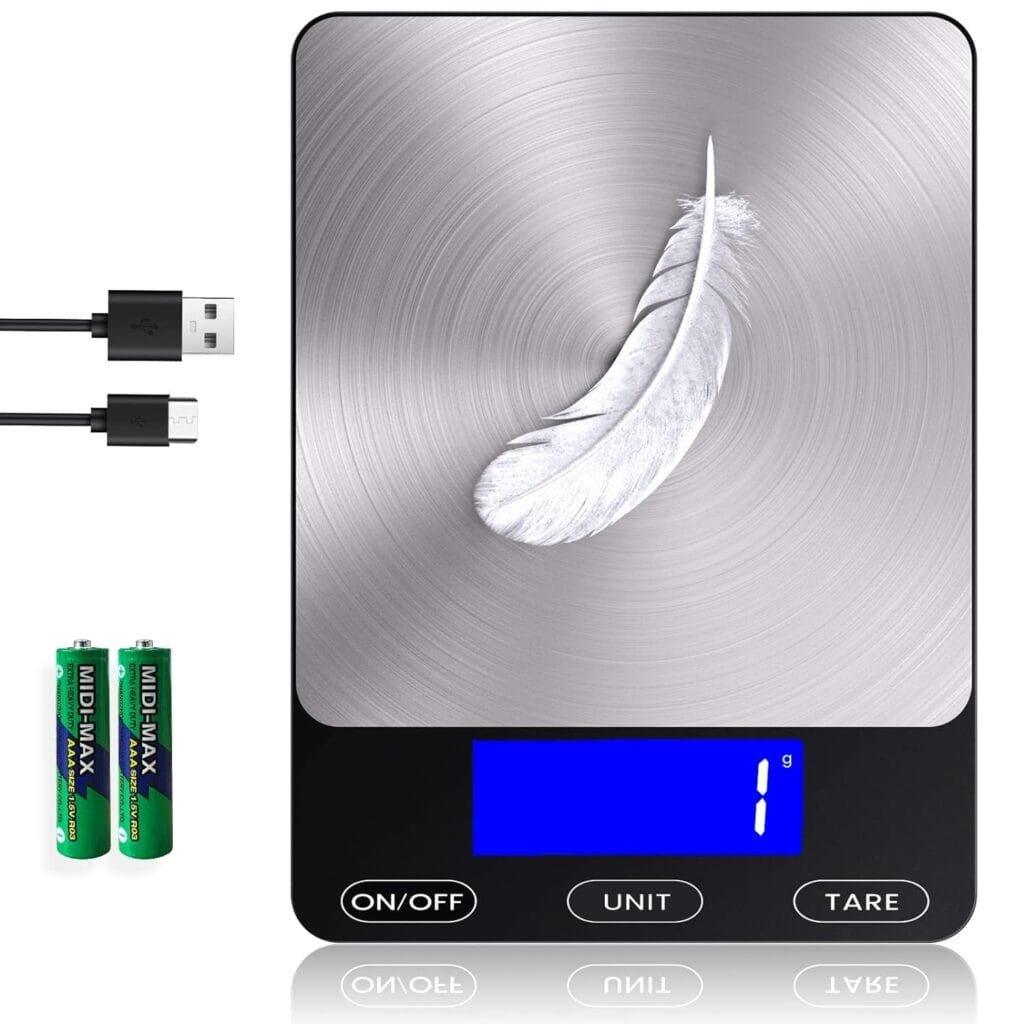 Food Scale -33lb Digital Kitchen Scale for Food Ounces Grams Rechargeable 304 Stainless Steel,Batteries and Type-C Charging | Perfect for Meal Prep, Cooking, and Baking, Black Food Scale -33lb Digital Kitchen Scale for Food Ounces Grams Rechargeable 304 Stainless Steel,Batteries and Type-C Charging | Perfect for Meal Prep, Cooking, and Baking, Black