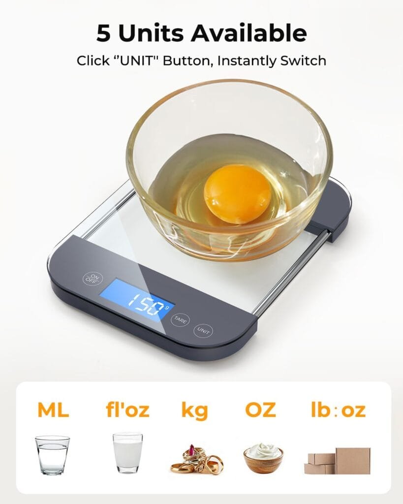 Food Scale -33lb Digital Kitchen Scale for Food Ounces Grams Rechargeable 304 Stainless Steel,Batteries and Type-C Charging | Perfect for Meal Prep, Cooking, and Baking, Black Food Scale -33lb Digital Kitchen Scale for Food Ounces Grams Rechargeable 304 Stainless Steel,Batteries and Type-C Charging | Perfect for Meal Prep, Cooking, and Baking, Black
