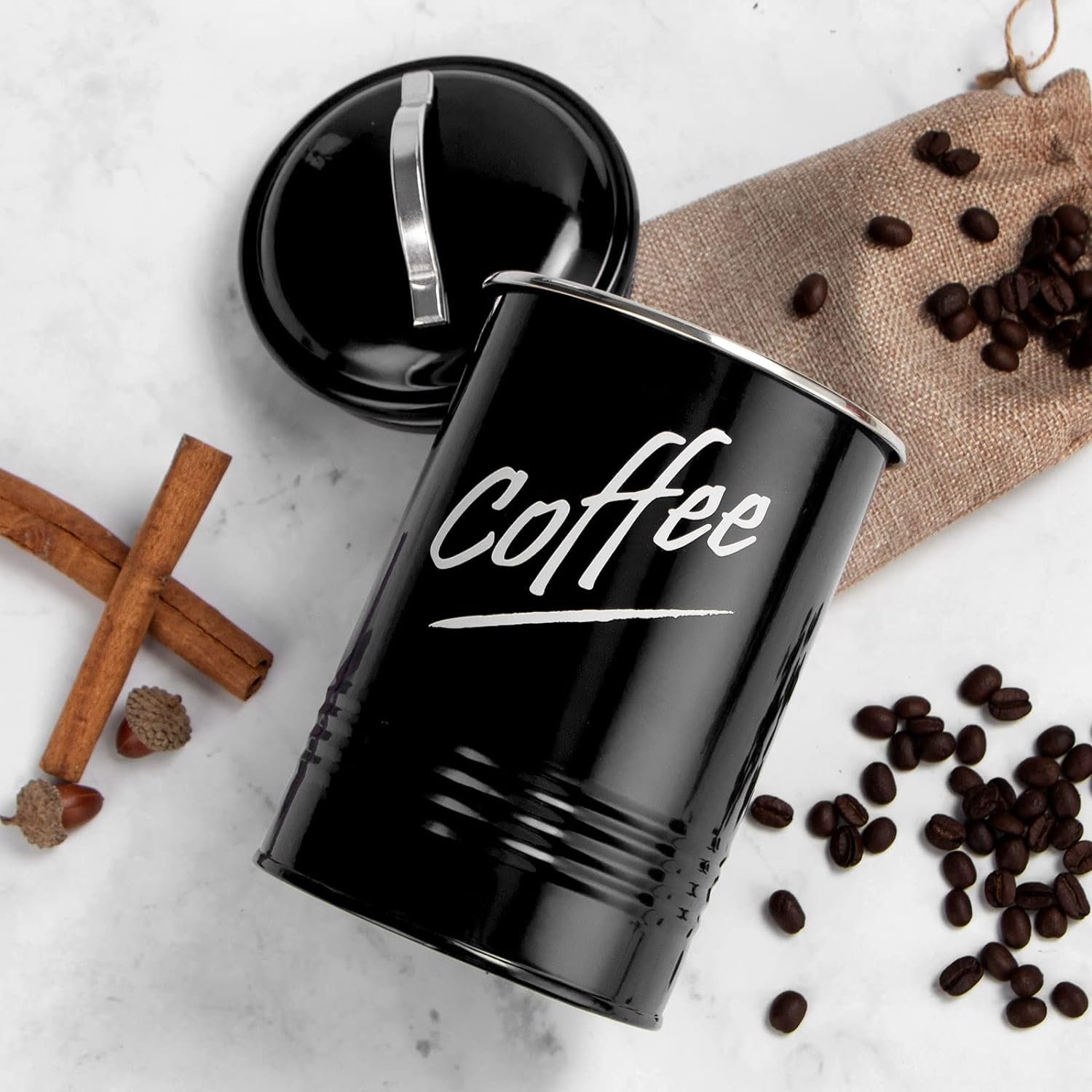 Food Storage Canisters Containers for 4, Vintage Kitchen Canisters, Carbon Steel with Powder Coated Coffee Tea Sugar Flour Farmhouse Kitchen Canisters Set of 4(Black) Food Storage Canisters Containers for 4, Vintage Kitchen Canisters, Carbon Steel with Powder Coated Coffee Tea Sugar Flour Farmhouse Kitchen Canisters Set of 4(Black)