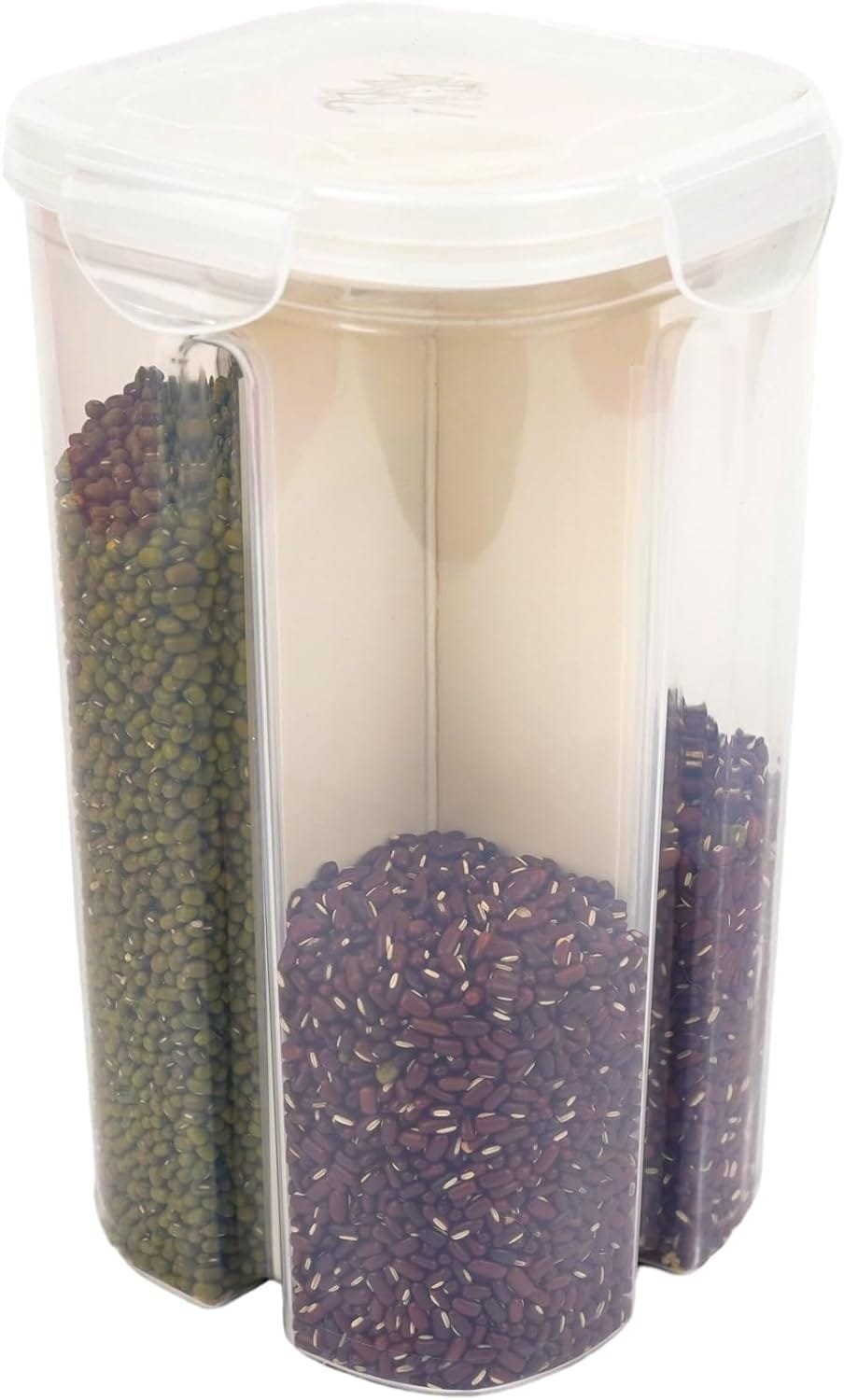 Food Storage Container Lid Airtight - Airtight Food Storage Container Storage Jars Canisters with Built-in Partition for Store Grains Sugar Flour Rice Nuts Snacks Noodles