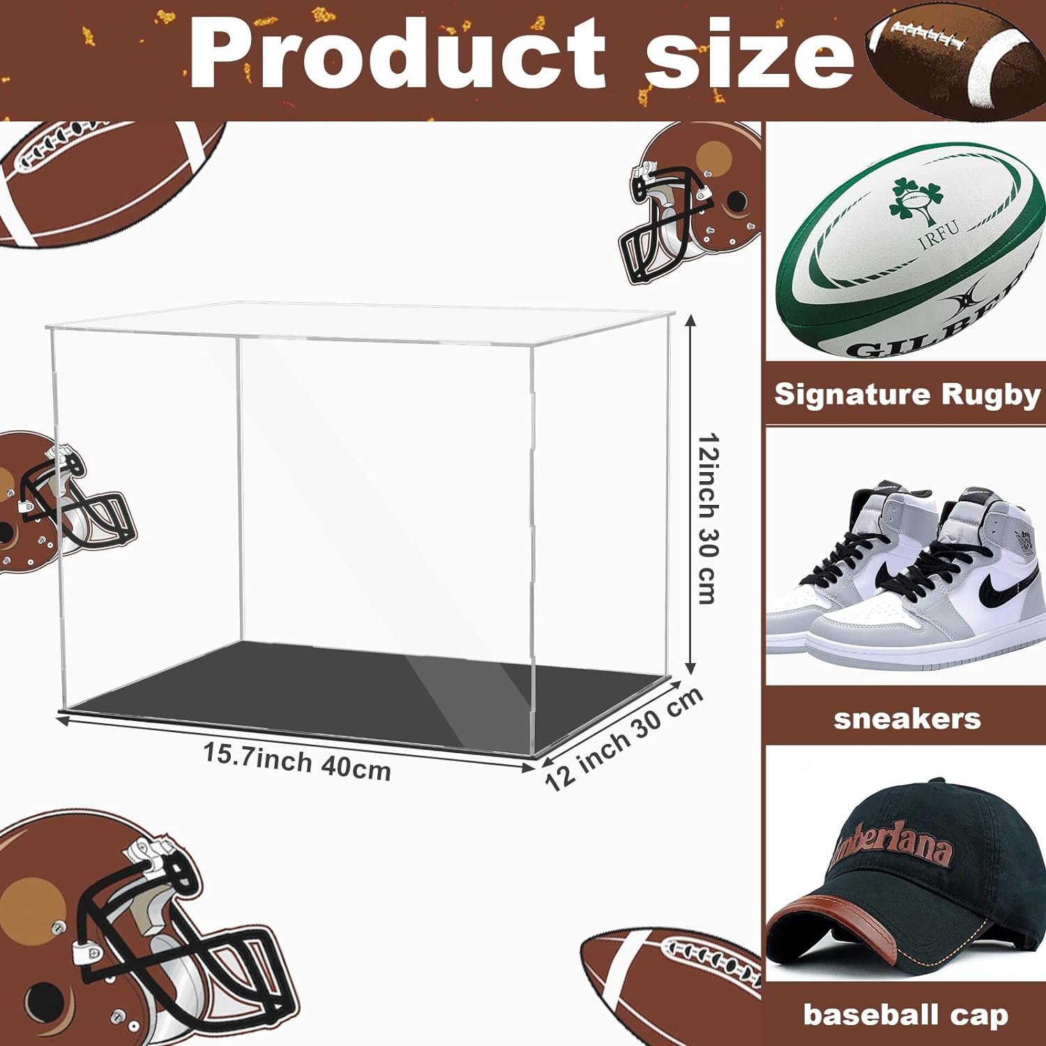 Football Display Case Full Size Clear Acrylic Autographed Memorabilia Football Holder Signed Football Showcase Stand for Collectibles Football Baseball Hat Sports Gloves Football Display Case Full Size Clear Acrylic Autographed Memorabilia Football Holder Signed Football Showcase Stand for Collectibles Football Baseball Hat Sports Gloves