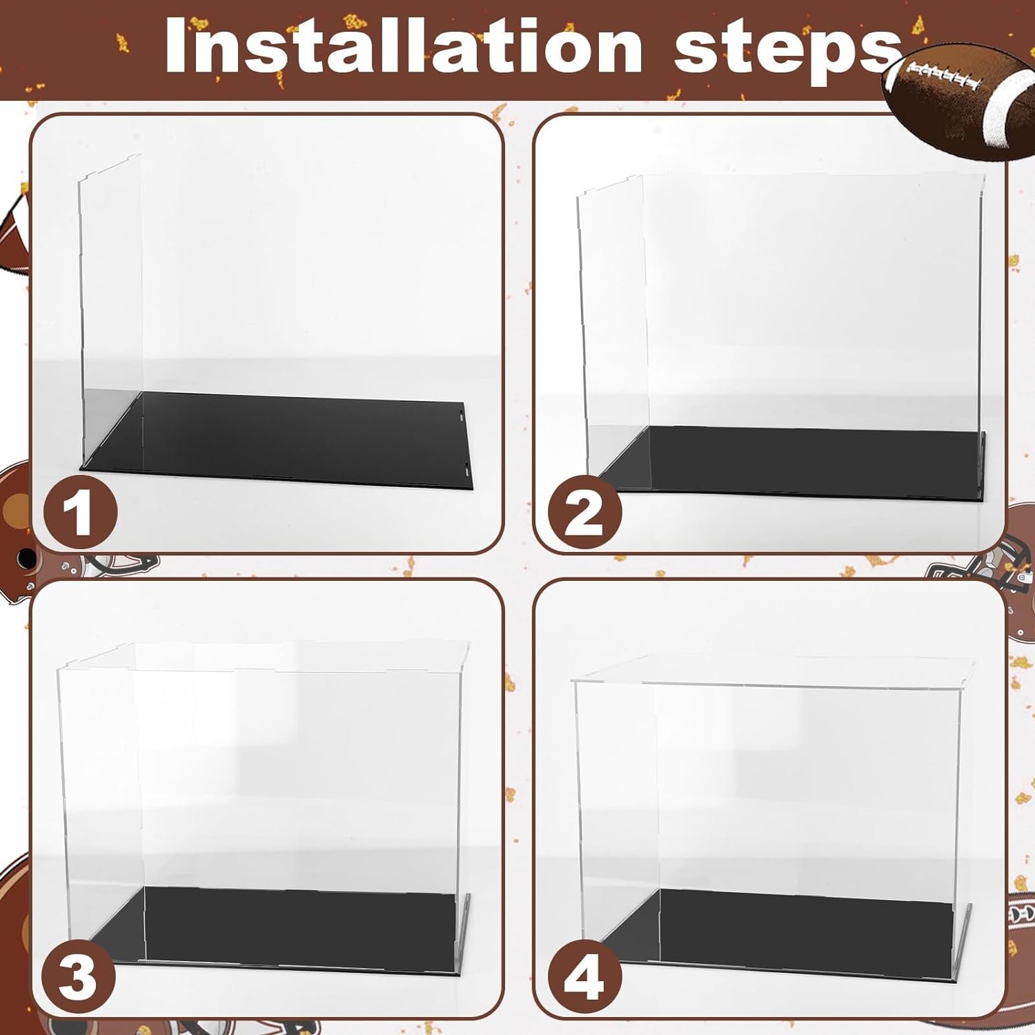 Football Display Case Full Size Clear Acrylic Autographed Memorabilia Football Holder Signed Football Showcase Stand for Collectibles Football Baseball Hat Sports Gloves Football Display Case Full Size Clear Acrylic Autographed Memorabilia Football Holder Signed Football Showcase Stand for Collectibles Football Baseball Hat Sports Gloves