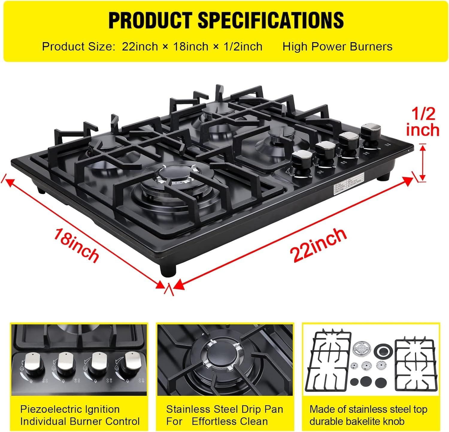 forimo Gas Cooktop 22Inch,Built in Gas Cooktop 4 Burners Stainless Steel Stove with NG/LPG Conversion Kit Thermocouple Protection and Easy to Clean forimo Gas Cooktop 22Inch,Built in Gas Cooktop 4 Burners Stainless Steel Stove with NG/LPG Conversion Kit Thermocouple Protection and Easy to Clean