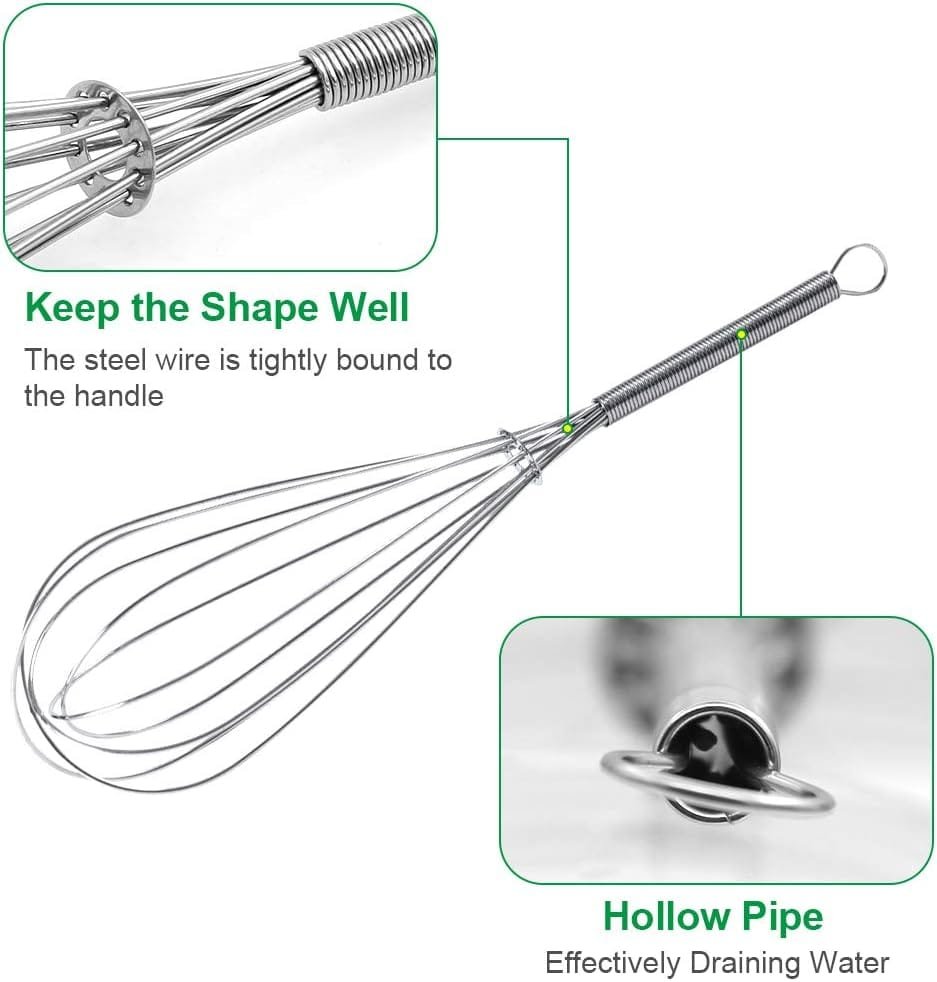 ForTomorrow Stainless Steel Whisk Set - 8+10+12 Thin Handle Wisk Balloon Wire Whisks Kitchen Tool for Cooking, Baking, Mixing Blending, Whisking, Beating, Stirring ForTomorrow Stainless Steel Whisk Set - 8+10+12 Thin Handle Wisk Balloon Wire Whisks Kitchen Tool for Cooking, Baking, Mixing Blending, Whisking, Beating, Stirring