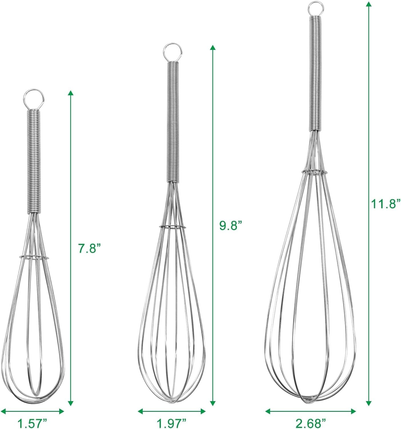 ForTomorrow Stainless Steel Whisk Set - 8+10+12 Thin Handle Wisk Balloon Wire Whisks Kitchen Tool for Cooking, Baking, Mixing Blending, Whisking, Beating, Stirring ForTomorrow Stainless Steel Whisk Set - 8+10+12 Thin Handle Wisk Balloon Wire Whisks Kitchen Tool for Cooking, Baking, Mixing Blending, Whisking, Beating, Stirring
