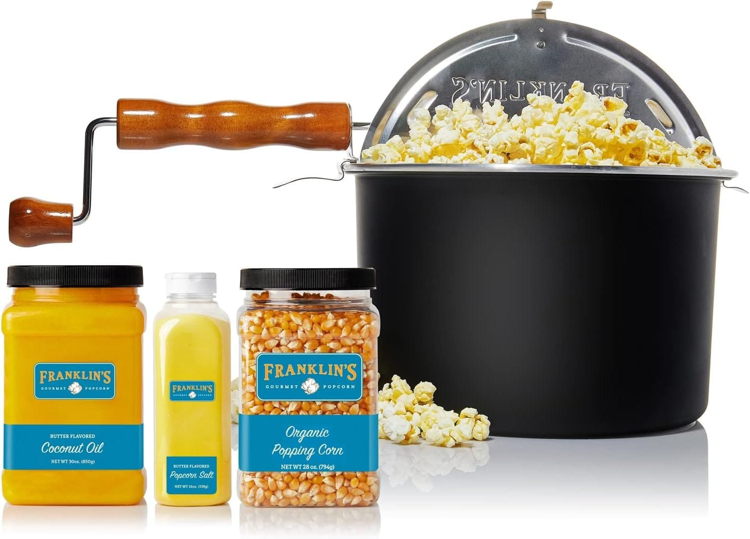 Franklins Gourmet Popcorn Popper - 6 Quarts Original Stovepop Popcorn Maker with FREE Organic Popcorn Kit - Delicious  Healthy Movie Theater Popcorn - Homemade Popcorn Machine Just Like the Movies