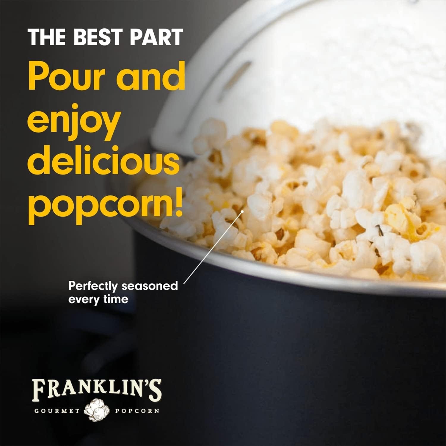 Franklins Gourmet Popcorn Popper - 6 Quarts Original Stovepop Popcorn Maker with FREE Organic Popcorn Kit - Delicious  Healthy Movie Theater Popcorn - Homemade Popcorn Machine Just Like the Movies
