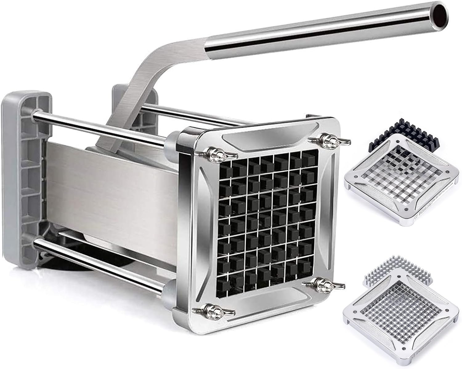 French Fry Cutter, Sopito Professional Potato Cutter Stainless Steel with 1/2-Inch and 1/4-Inch Blade Great for Potatoes Carrots Cucumbers French Fry Cutter, Sopito Professional Potato Cutter Stainless Steel with 1/2-Inch and 1/4-Inch Blade Great for Potatoes Carrots Cucumbers