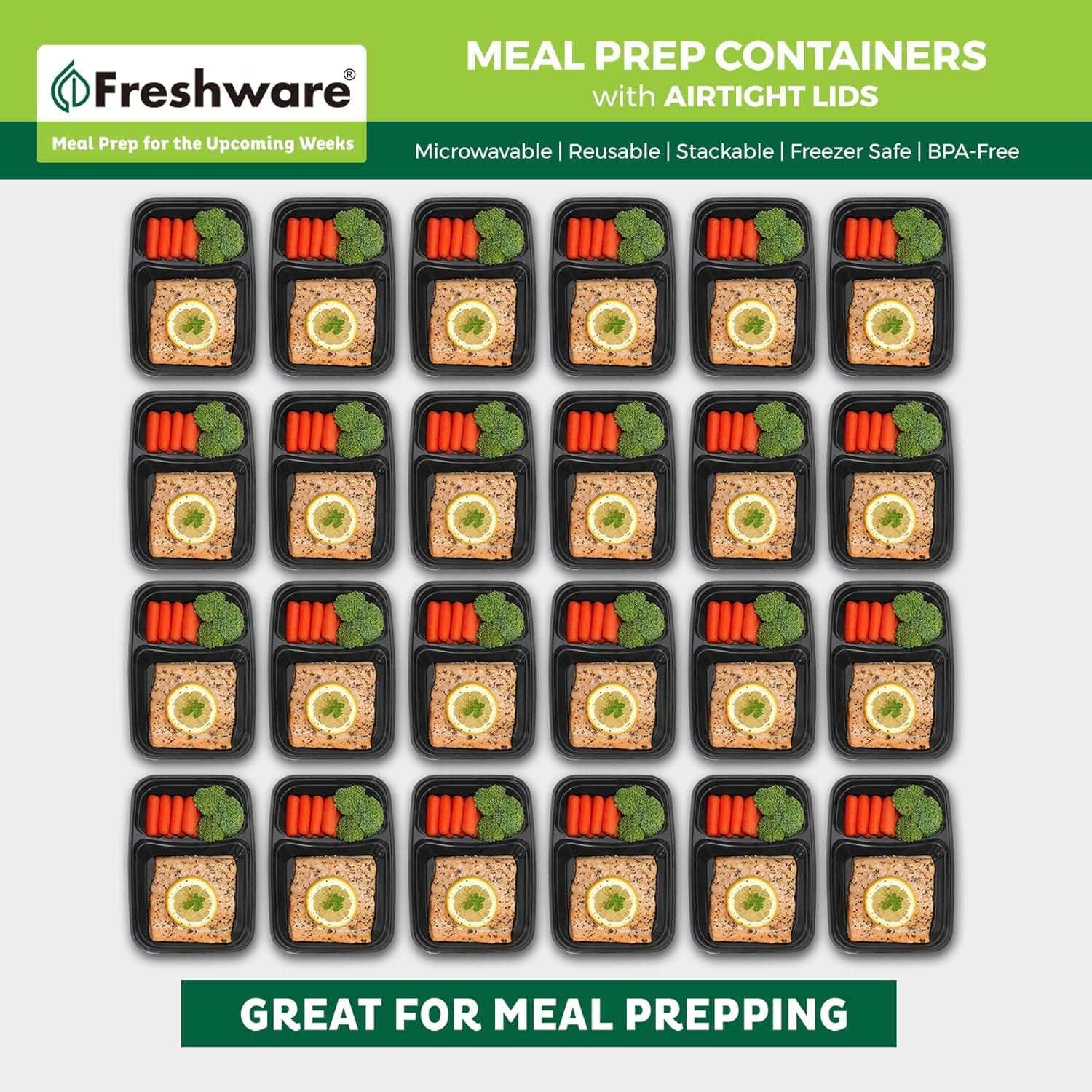 Freshware Meal Prep Containers [50 Pack] 1 Compartment Food Storage Containers with Lids, Bento Box, BPA Free, Stackable, Microwave/Dishwasher/Freezer Safe (16 oz)