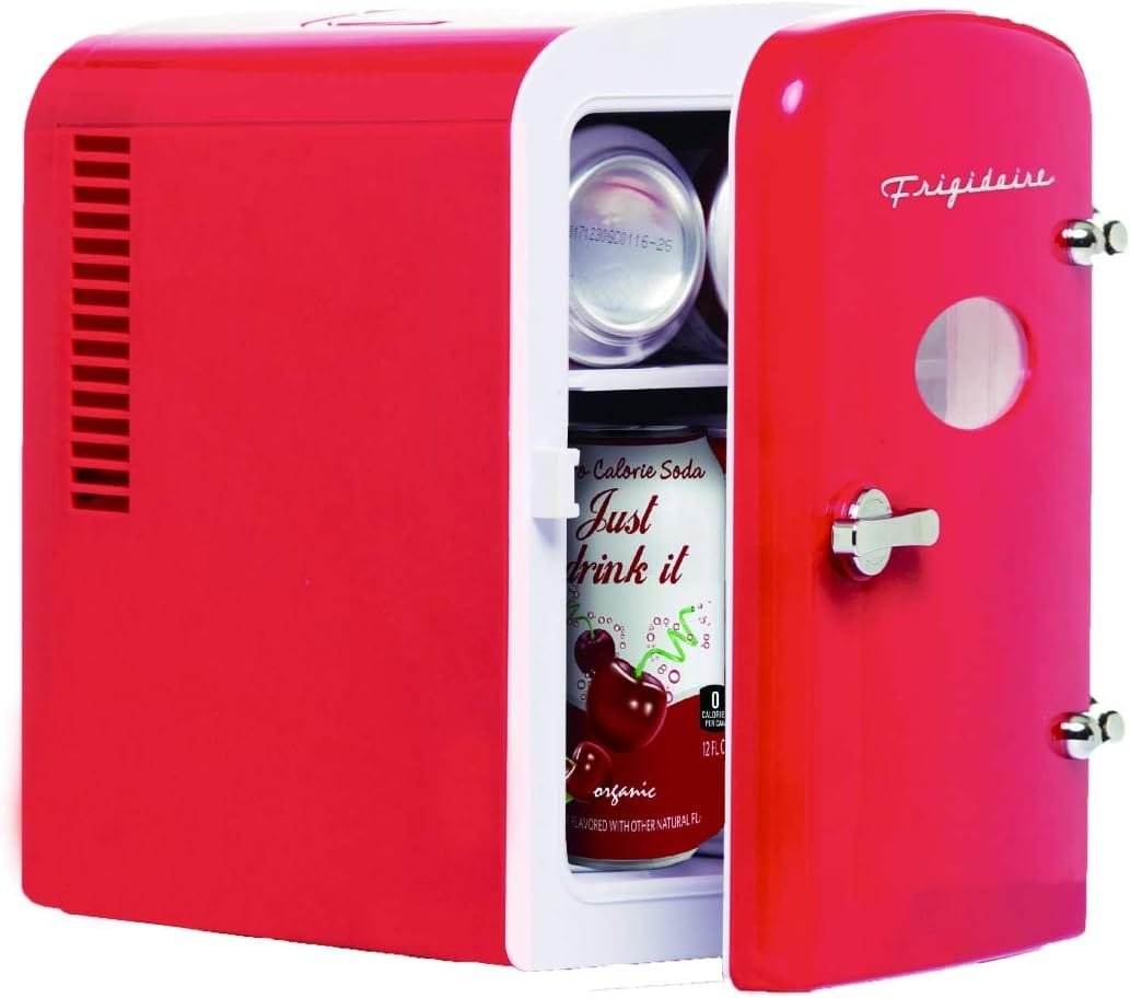 Frigidaire EFMIS129-RED Mini Portable Compact Personal Fridge Cooler, 1 Gallons, 6 Cans Frigidaire EFMIS129-RED Mini Portable Compact Personal Fridge Cooler, 1 Gallons, 6 Cans