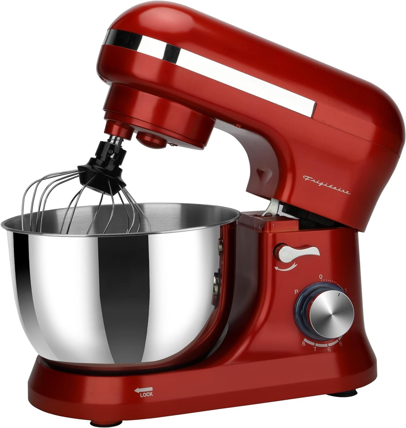 FRIGIDAIRE ESTM020-RED Retro Electric Stand Mixer, 4.75 Quart / 4.5L, 8 Speeds with Whisk, Dough Hook, Flat Beater Attachments, Splash Guard (RED) FRIGIDAIRE ESTM020-RED Retro Electric Stand Mixer, 4.75 Quart / 4.5L, 8 Speeds with Whisk, Dough Hook, Flat Beater Attachments, Splash Guard (RED)
