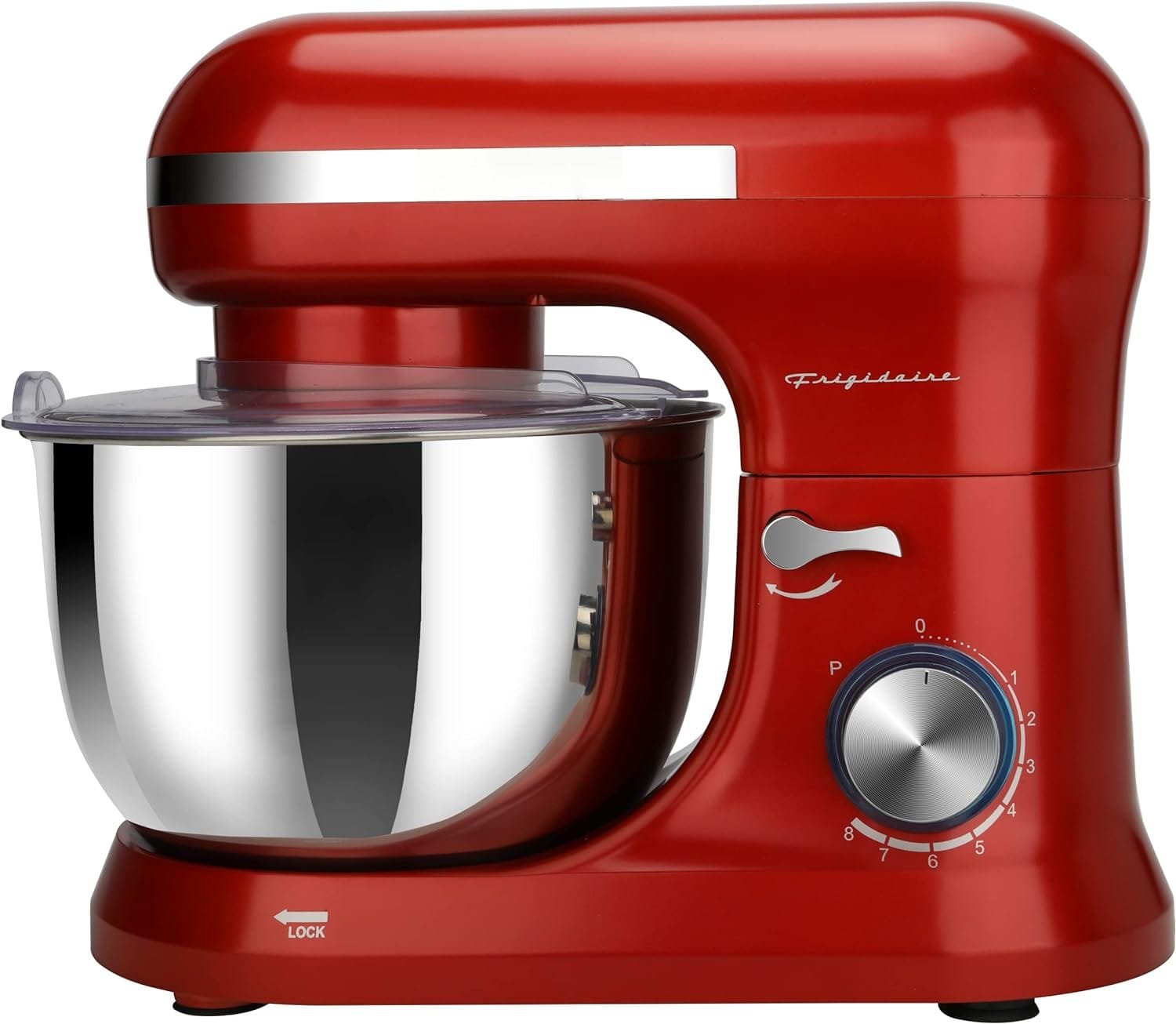 FRIGIDAIRE ESTM020-RED Retro Electric Stand Mixer, 4.75 Quart / 4.5L, 8 Speeds with Whisk, Dough Hook, Flat Beater Attachments, Splash Guard (RED) FRIGIDAIRE ESTM020-RED Retro Electric Stand Mixer, 4.75 Quart / 4.5L, 8 Speeds with Whisk, Dough Hook, Flat Beater Attachments, Splash Guard (RED)