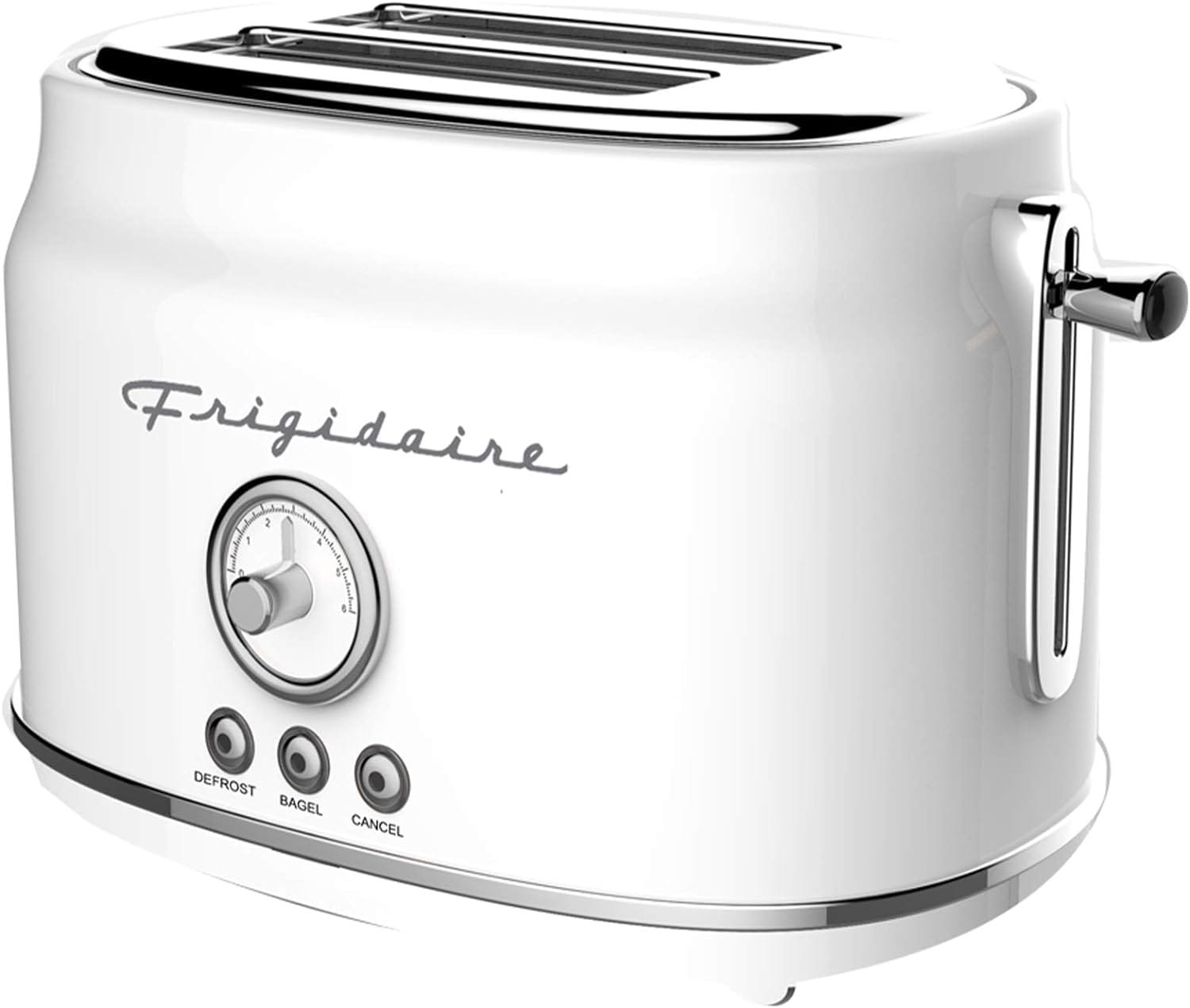 Frigidaire ETO102-WHITE, 2 Slice Toaster, Retro Style, Wide Slot for Bread, English Muffins, Croissants, and Bagels, 5 Adjustable Toast Settings, Cancel and Defrost, 900w, White Frigidaire ETO102-WHITE, 2 Slice Toaster, Retro Style, Wide Slot for Bread, English Muffins, Croissants, and Bagels, 5 Adjustable Toast Settings, Cancel and Defrost, 900w, White