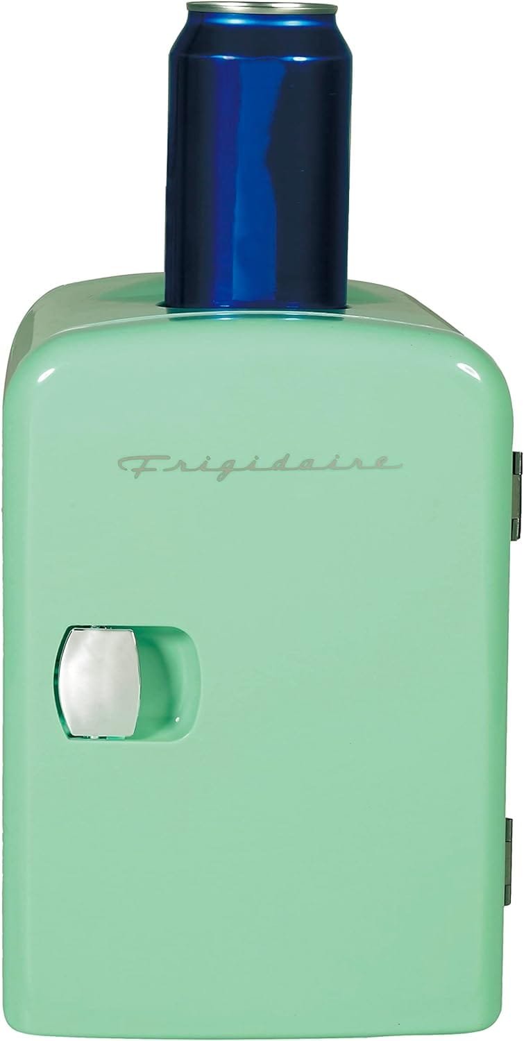 Frigidaire Mini Portable Compact Personal Fridge Cooler, 4 Liter Capacity Chills Six 12 oz Cans, 100% Freon-Free  Eco Friendly, Includes Plugs for Home Outlet  12V Car Charger – Black