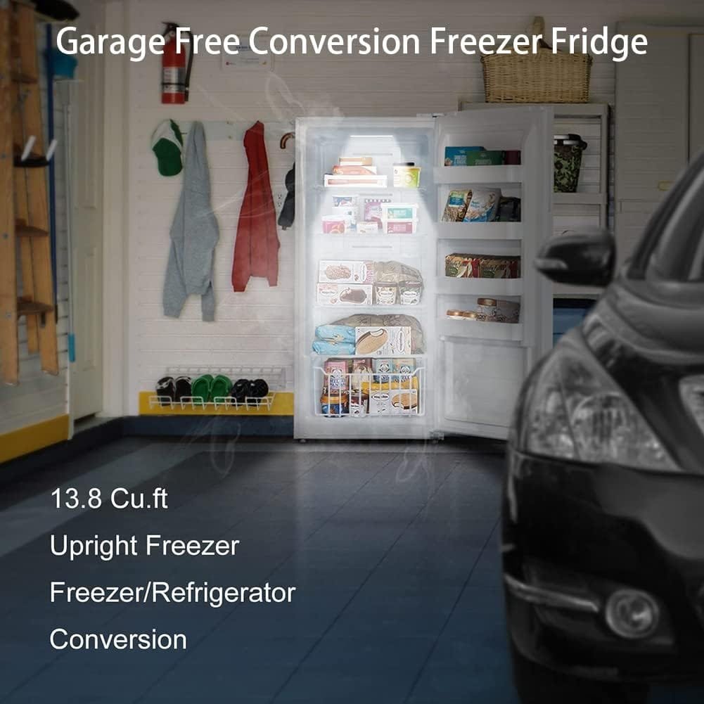 Frost Free Upright Freezer/Refrigerator 13.8 Cu.Ft, Standing Freezer with Front Single Door for Garage, White Frost Free Upright Freezer/Refrigerator 13.8 Cu.Ft, Standing Freezer with Front Single Door for Garage, White