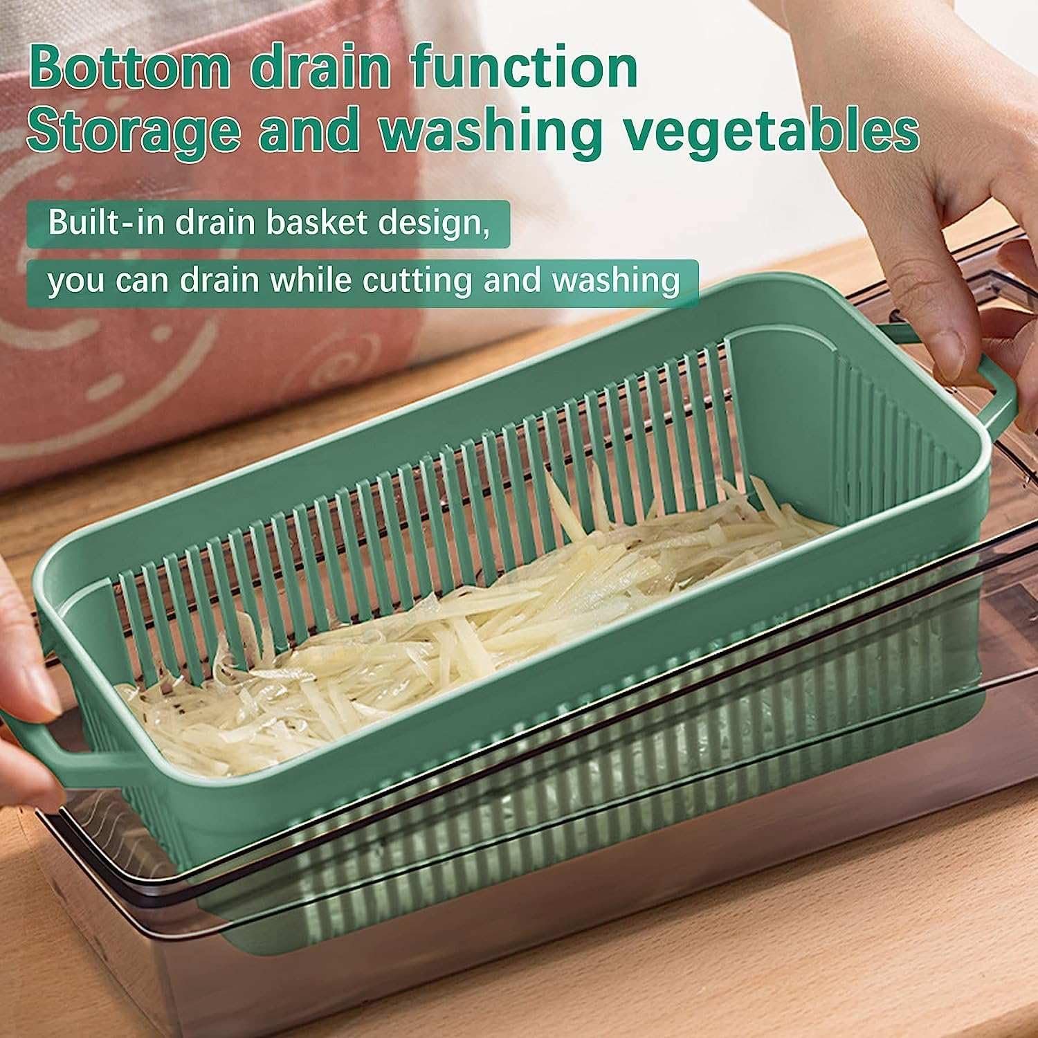 Fruit Vegetable Cutter Kitchen Multitool Mandoline Manual 15 in 1 Onion Vegetable Slicer Blue