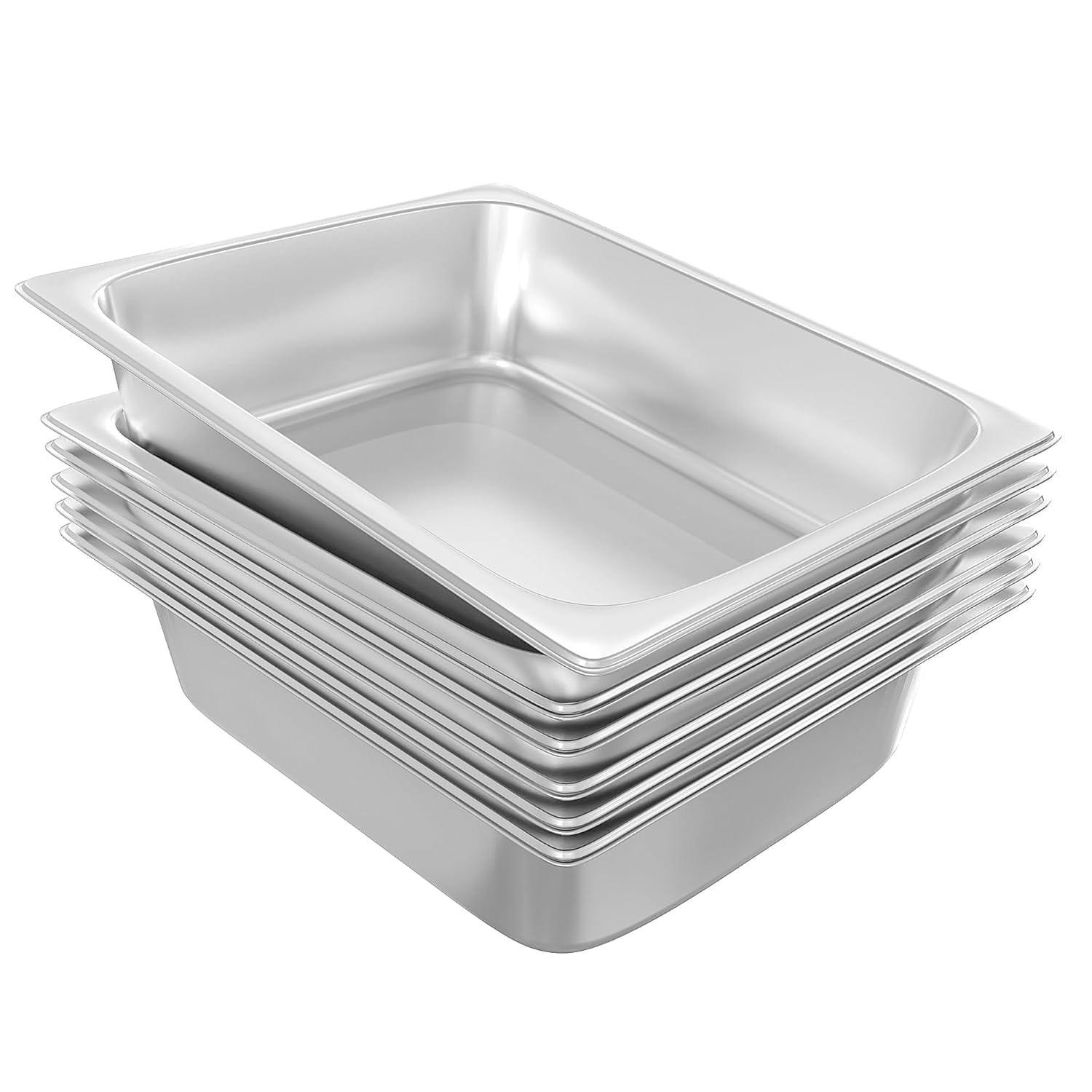 Full Size Steam Table Pans 6-Pack 2.5 Inch Restaurant Stainless Steel Pan Commercial Catering Food Pan for Commercial Kitchen Supplies Full Size Steam Table Pans 6-Pack 2.5 Inch Restaurant Stainless Steel Pan Commercial Catering Food Pan for Commercial Kitchen Supplies