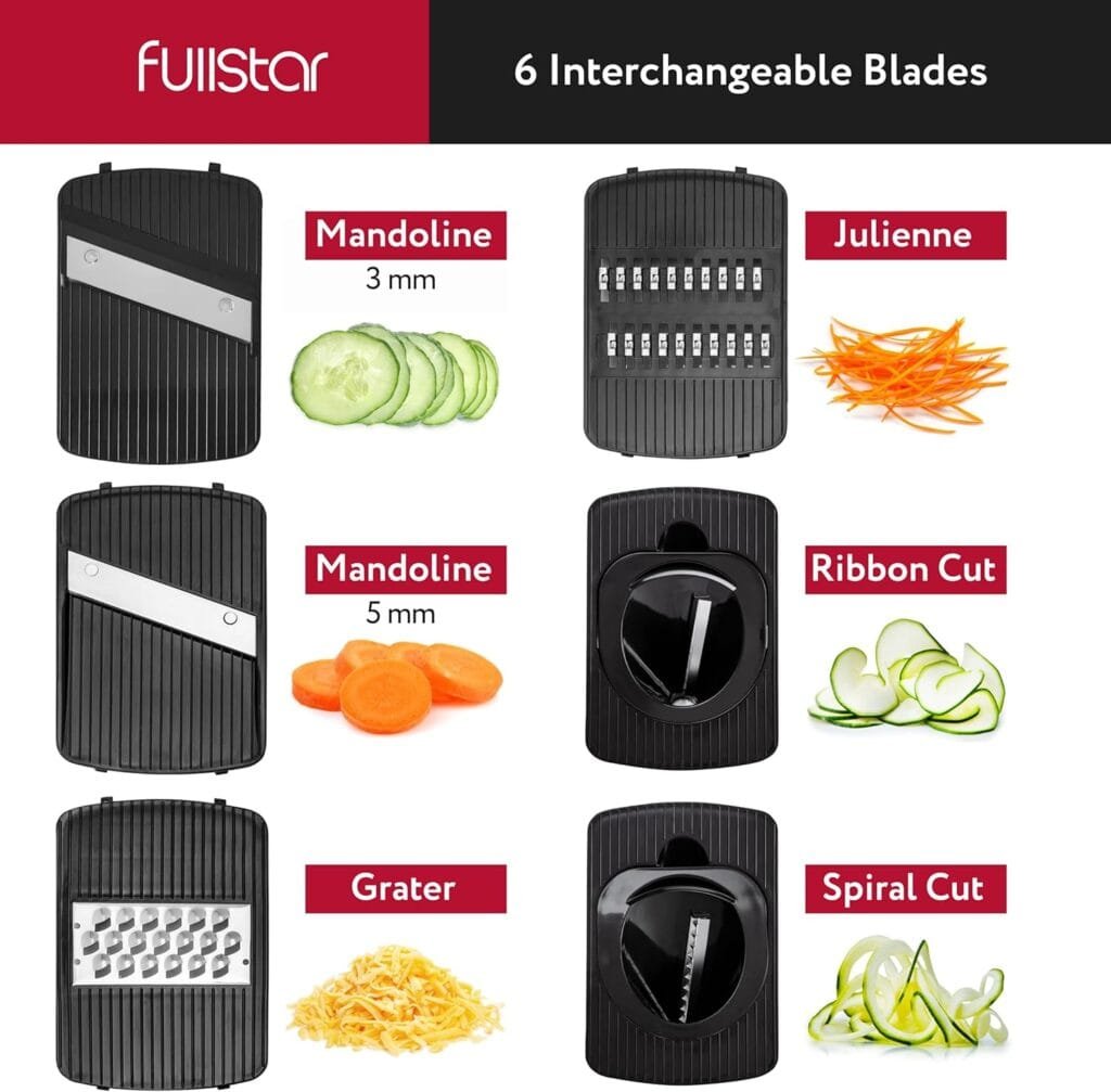 Fullstar Mandoline Slicer for Kitchen, Cheese Grater Vegetable Spiralizer and Veggie Slicer for Cooking Meal Prep, Kitchen Gadgets Organizer Safety Glove Included (6 in 1, White) Fullstar Mandoline Slicer for Kitchen, Cheese Grater Vegetable Spiralizer and Veggie Slicer for Cooking Meal Prep, Kitchen Gadgets Organizer Safety Glove Included (6 in 1, White)