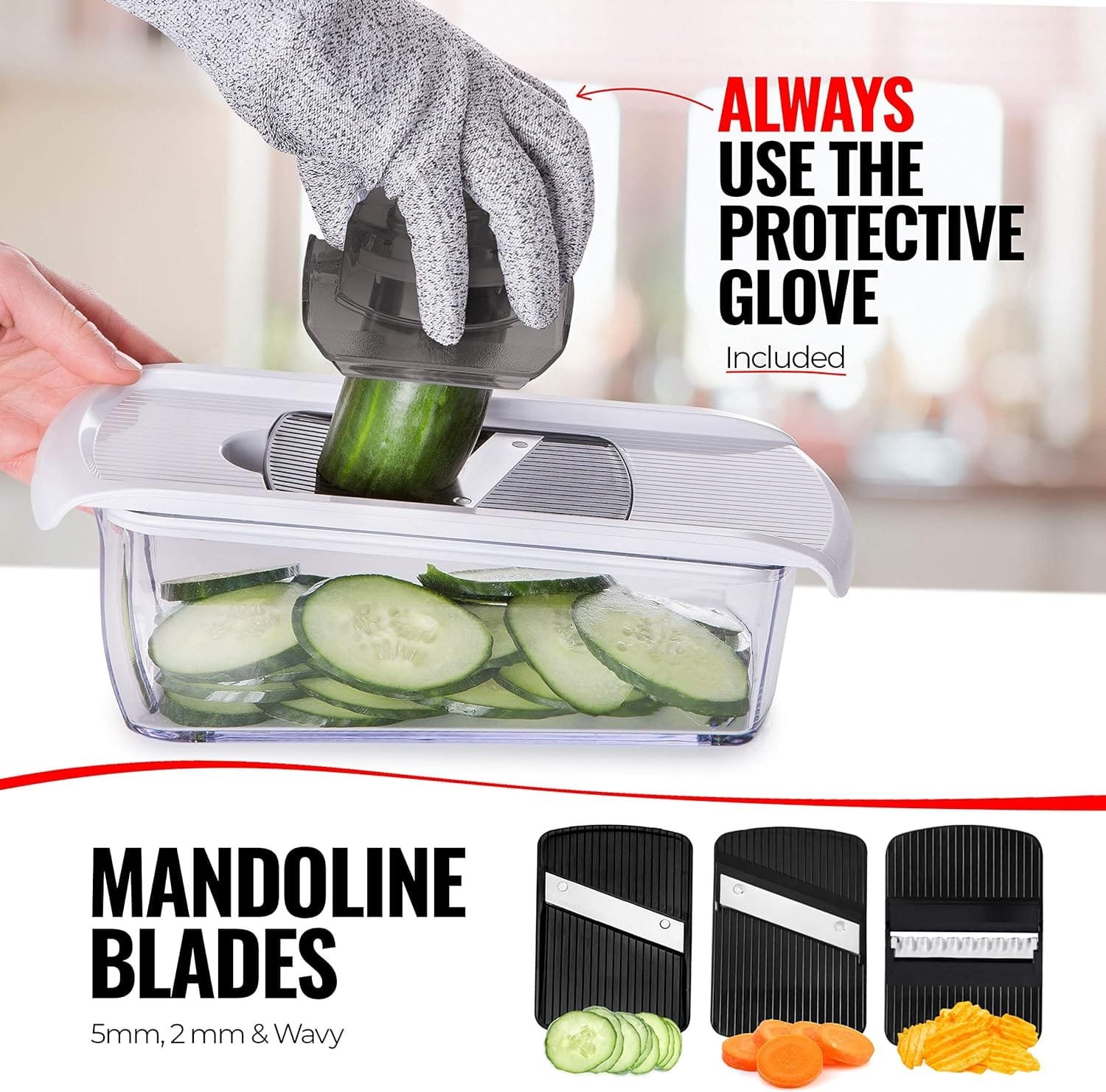 Fullstar Mandoline Slicer for Kitchen, Cheese Grater Vegetable Spiralizer and Veggie Slicer for Cooking  Meal Prep, Kitchen Gadgets Organizer  Safety Glove Included (11 in 1, White)