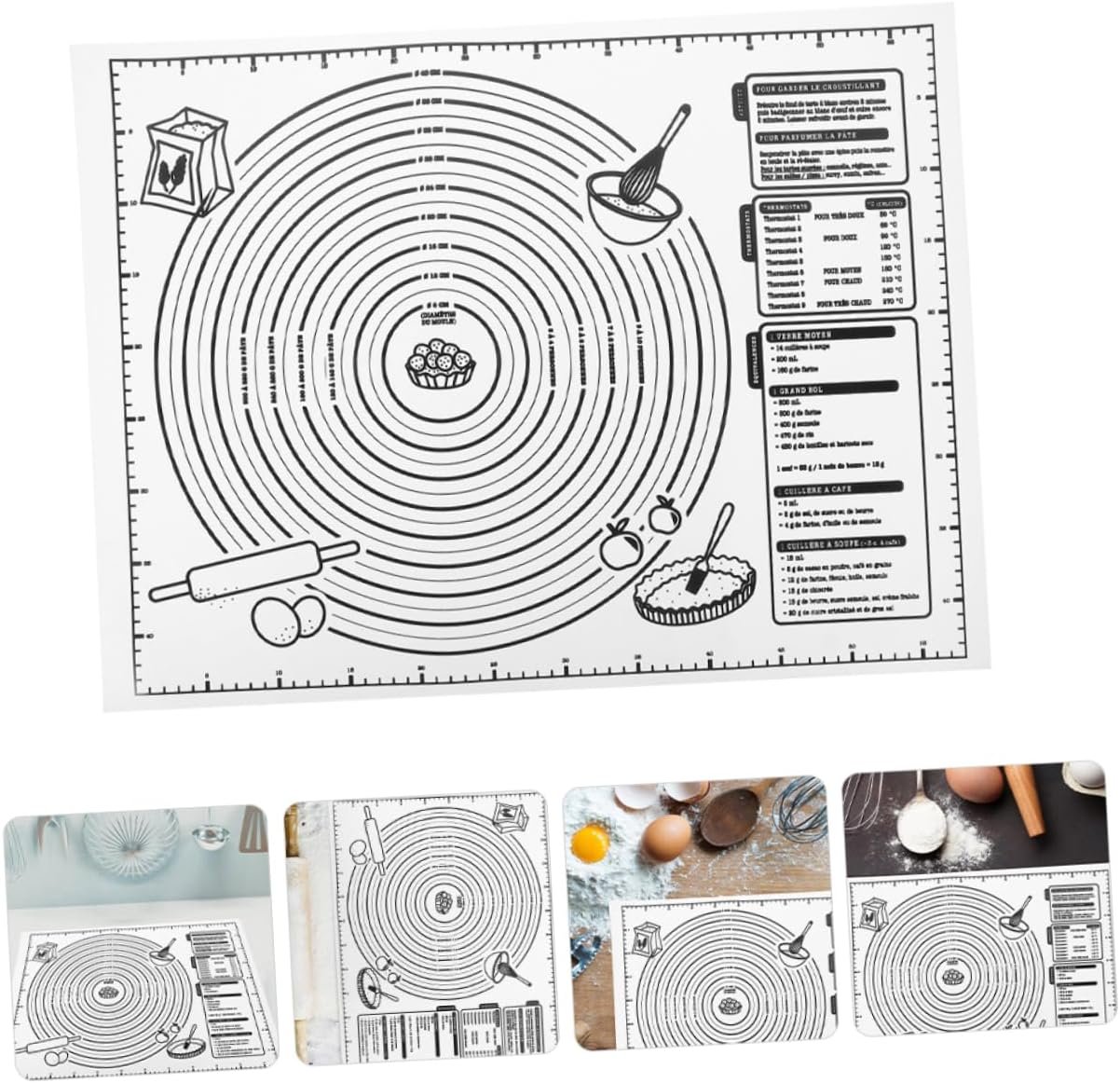 FUNOMOCYA Sheet Silicone Kneading Pad Silicone Pastry Mat Rolling Mat for Dough Pastry Mats for Rolling Dough Baking Supplies Dough Rolling Mat Countertop Mat Pie Round