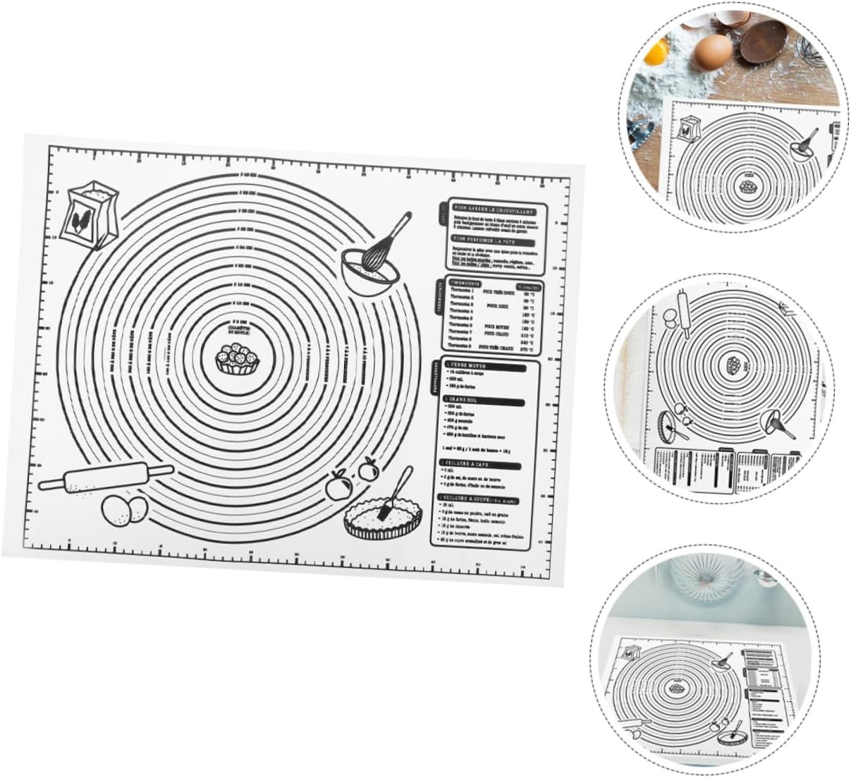 FUNOMOCYA Sheet Silicone Kneading Pad Silicone Pastry Mat Rolling Mat for Dough Pastry Mats for Rolling Dough Baking Supplies Dough Rolling Mat Countertop Mat Pie Round