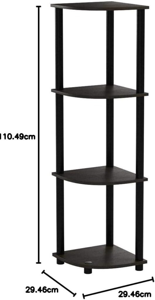 Furinno Turn-N-Tube 5 Tier Corner Display Rack Multipurpose Shelving Unit, 1-Pack, Espresso/Black