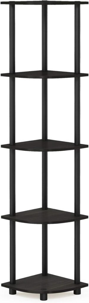 Furinno Turn-N-Tube 5 Tier Corner Display Rack Multipurpose Shelving Unit, 1-Pack, Espresso/Black