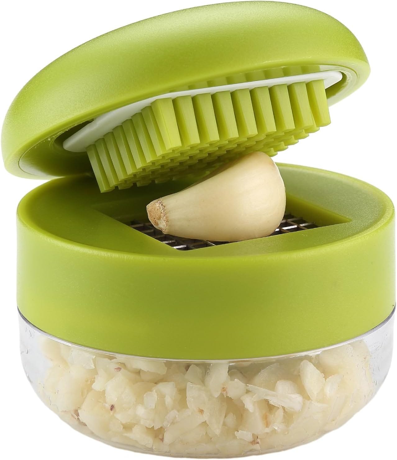 Garlic Chopper, 2PCS Garlic Presses, Stainless Steel Blades Cutter, Crusher, Mincer, and Storage Container - Includes 2PCS mini Brushes - Suitable for both Home and Camping – (Green) Garlic Chopper, 2PCS Garlic Presses, Stainless Steel Blades Cutter, Crusher, Mincer, and Storage Container - Includes 2PCS mini Brushes - Suitable for both Home and Camping – (Green)