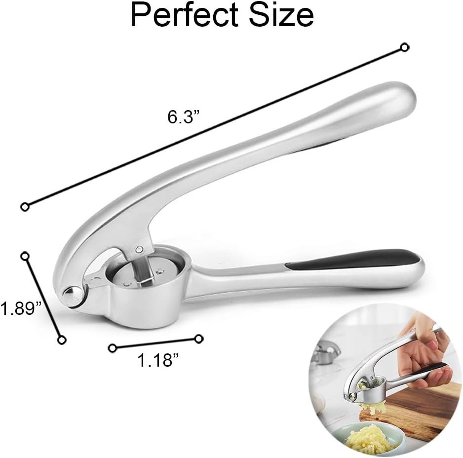 Garlic Crusher, Garlic Mincer to Press Clove and Smash Ginger Handheld Zinc Alloy Rust-proof Tool for Kitchen