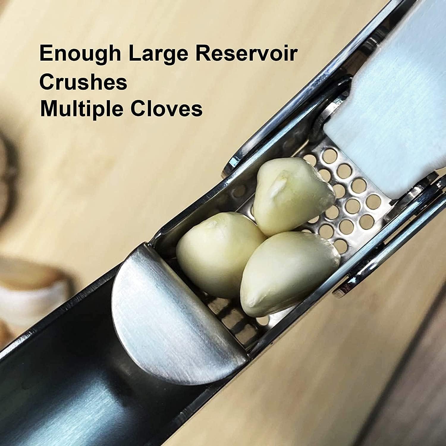 Garlic Press, Garlic Mincer Easy-squeeze Ergonomic Handle, No Need To Peel, Rust Proof, Professional Ginger Press Garlic Crusher with Handy Cleaning Brush- Dishwasher Safe (Stainless Steel) Garlic Press, Garlic Mincer Easy-squeeze Ergonomic Handle, No Need To Peel, Rust Proof, Professional Ginger Press Garlic Crusher with Handy Cleaning Brush- Dishwasher Safe (Stainless Steel)