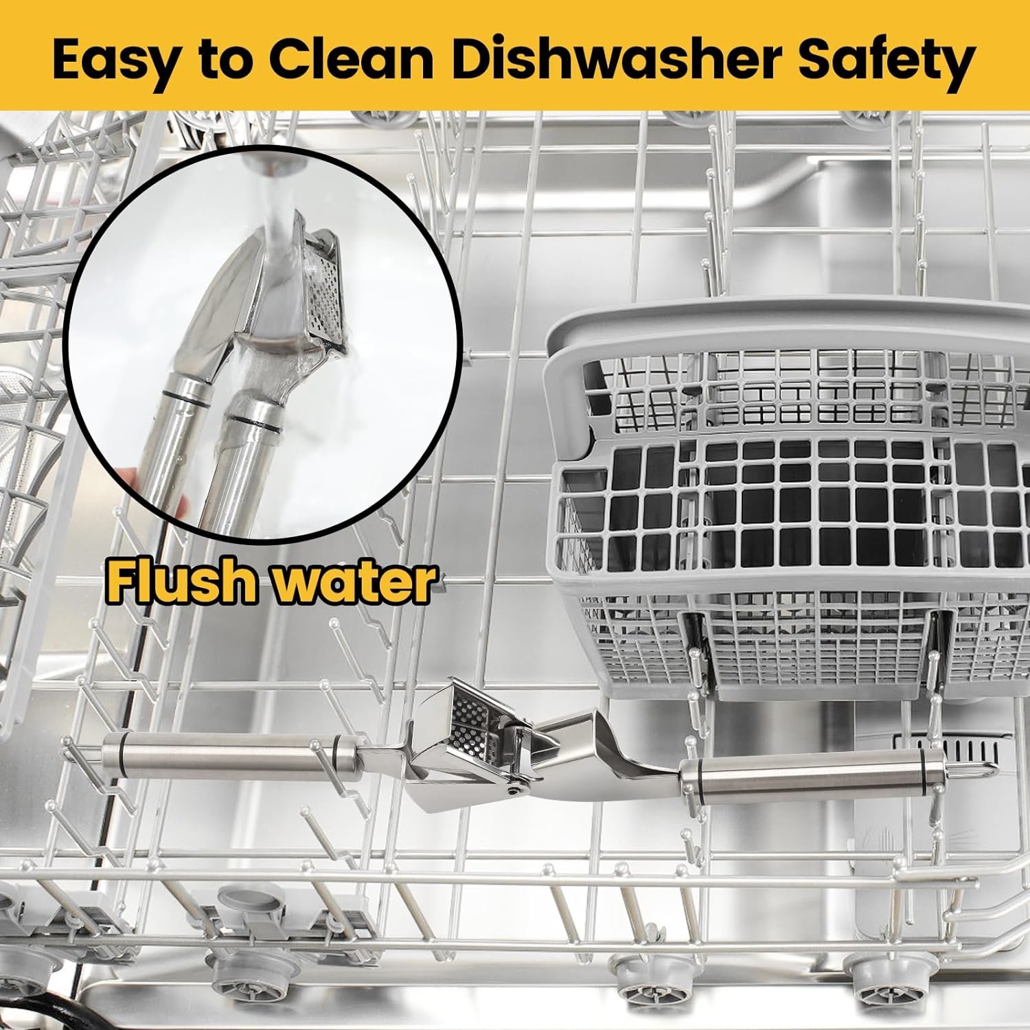 Garlic Press Mincer, 304 Stainless Steel Garlic Press with Garlic Peeler Tube, Heavy Duty Metal Ginger Press, Silver Garlic Press Mincer, 304 Stainless Steel Garlic Press with Garlic Peeler Tube, Heavy Duty Metal Ginger Press, Silver