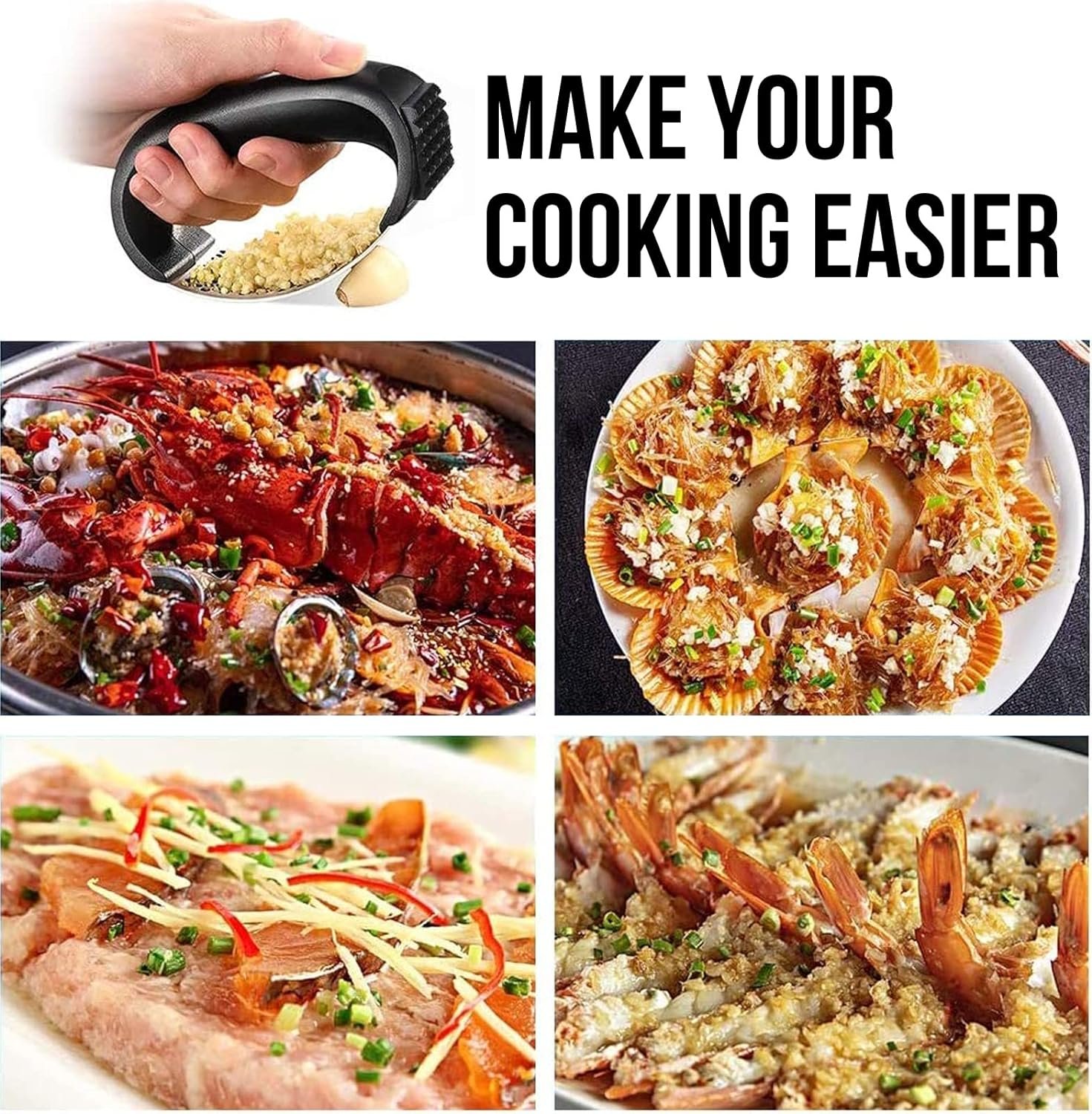 Garlic Press Rocker, Stainless Steel Garlic Mincer Crusher Professional Kitchen Gadgets Garlic Chopper with Ergonomic Handle, Silicone Garlic Peeler Garlic Press Rocker, Stainless Steel Garlic Mincer Crusher Professional Kitchen Gadgets Garlic Chopper with Ergonomic Handle, Silicone Garlic Peeler