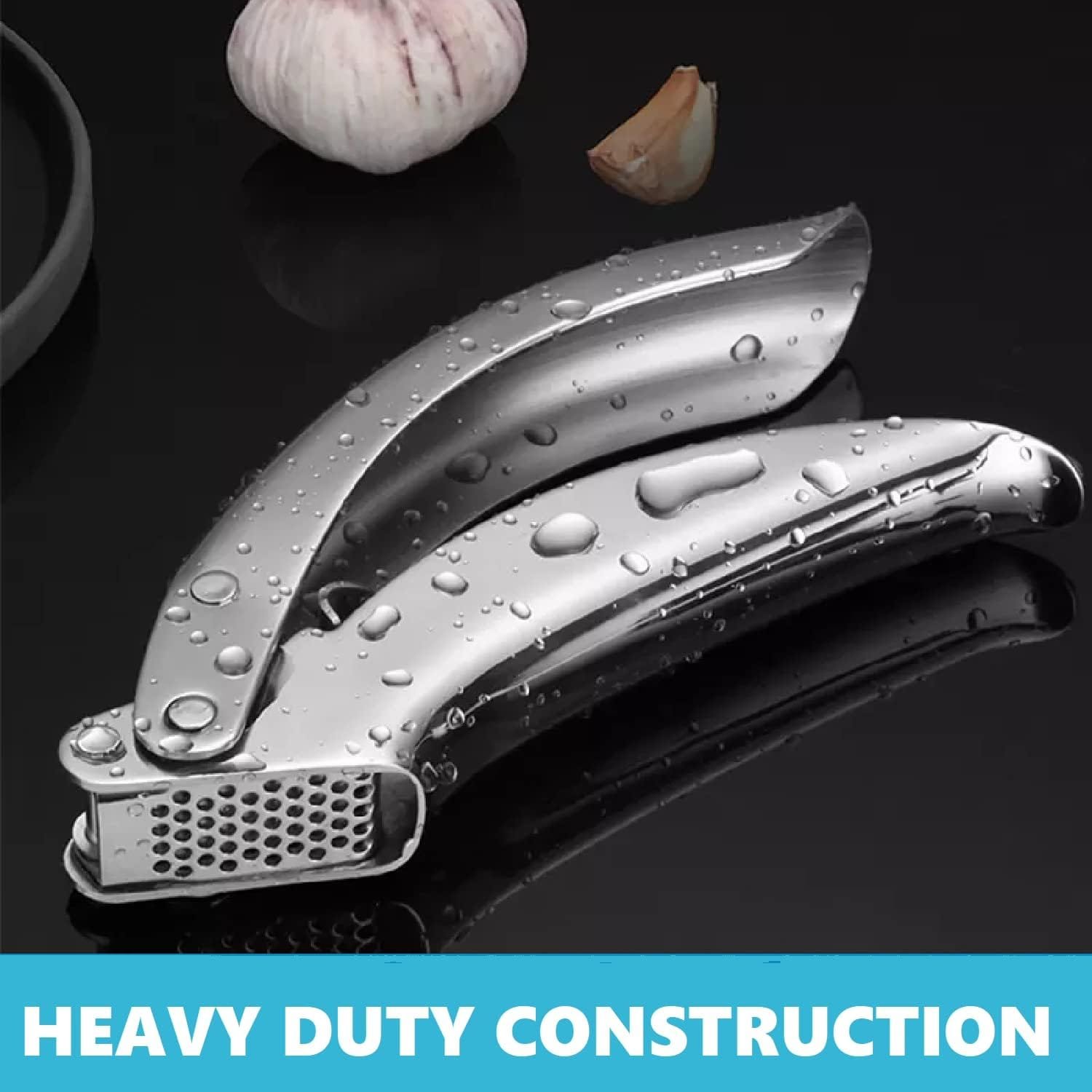 Garlic Press, Stainless Steel Garlic Mincer, Durable Professional Grade Dual Lever-Assisted Garlic Crusher with Large Capacity Chamber,No Peeling Needed.