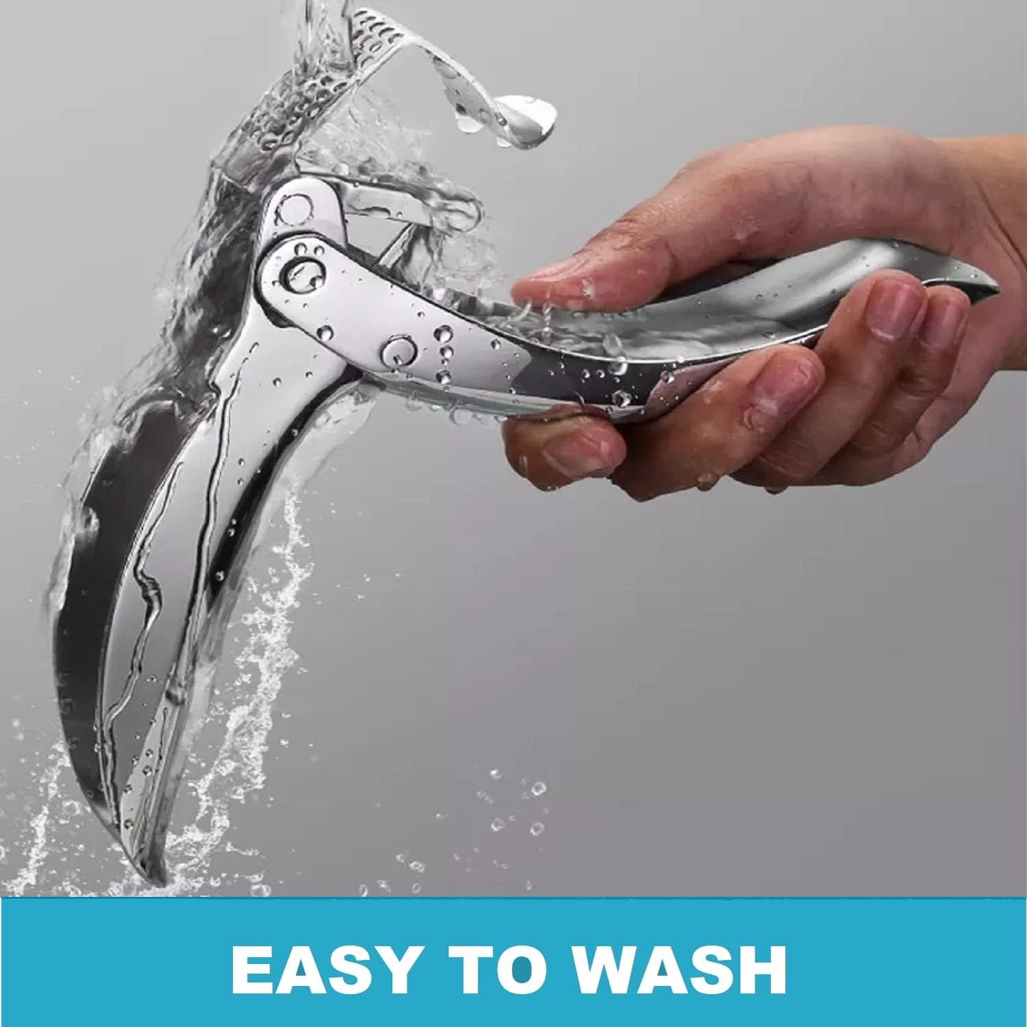 Garlic Press, Stainless Steel Garlic Mincer, Durable Professional Grade Dual Lever-Assisted Garlic Crusher with Large Capacity Chamber,No Peeling Needed.