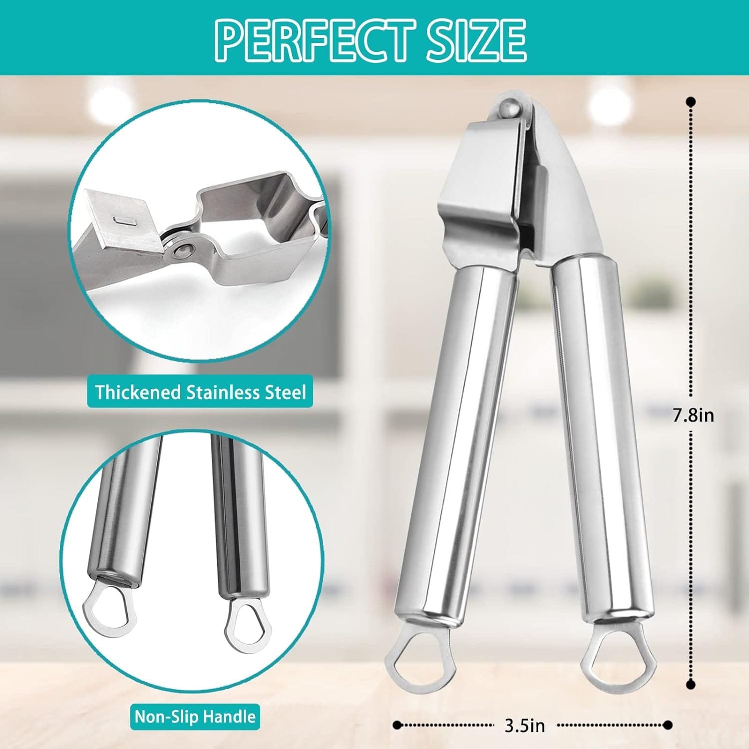 Garlic Press Stainless Steel, Rust Proof Garlic Mincer For Extracts More Garlic Paste Per Clove- Professional Grade, Easy Clean, Dishwasher Safe