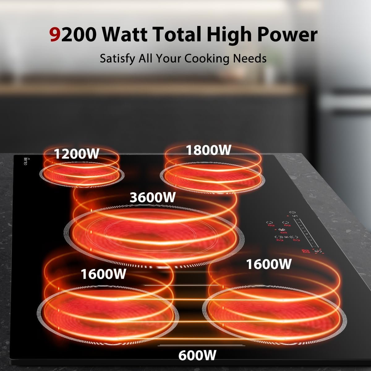 GASLAND Chef 30 Inch Electric Cooktop 4 Burners, Built-in Radiant Ceramic Cooktop CH774BF34A, ETL Approved/Certificated, Slide Touch Control, Child Safety Lock, Hot Surface Indicator, 240V