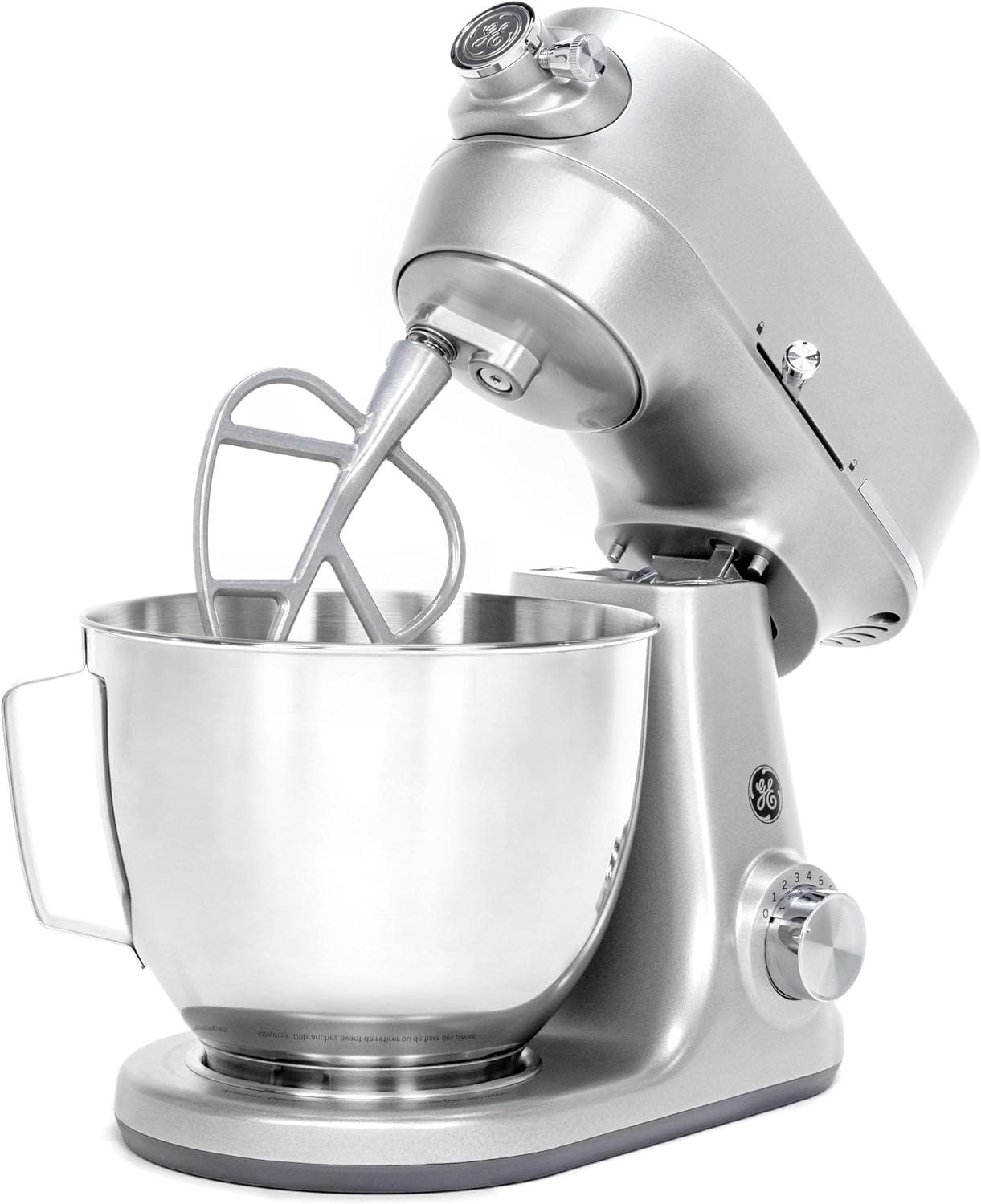 GE Tilt-Head Electric Stand Mixer | 7-Speed, 350-Watt Motor | Includes 5.3-Quart Bowl, Flat Beater, Dough Hook, Wire Whisk Pouring Shield | Countertop Kitchen Essentials | Granite Gray GE Tilt-Head Electric Stand Mixer | 7-Speed, 350-Watt Motor | Includes 5.3-Quart Bowl, Flat Beater, Dough Hook, Wire Whisk Pouring Shield | Countertop Kitchen Essentials | Granite Gray