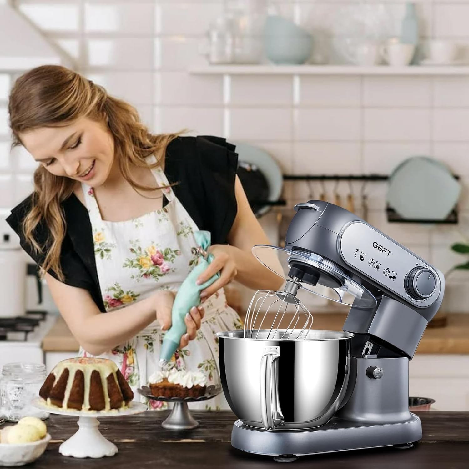 GEFT Stand Mixer, 6 QT 600W Tilt-Head Dough Mixer, 6+P speed Mixers Kitchen Electric Stand Mixer with Stainless Steel Bowl, Dishwasher-Safe Dough Hook, Flat Beater, Wire Whisk, Splash Guard, Red GEFT Stand Mixer, 6 QT 600W Tilt-Head Dough Mixer, 6+P speed Mixers Kitchen Electric Stand Mixer with Stainless Steel Bowl, Dishwasher-Safe Dough Hook, Flat Beater, Wire Whisk, Splash Guard, Red