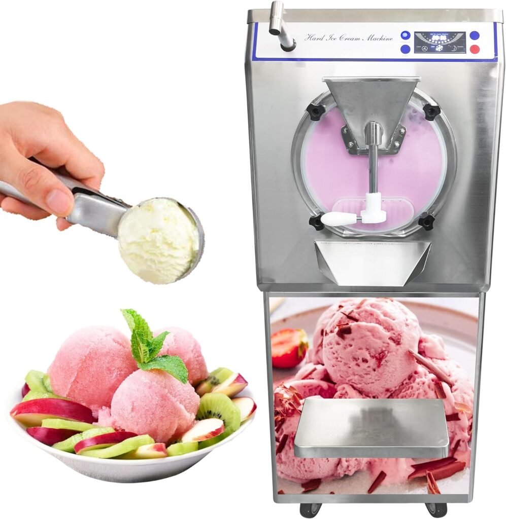 Gelato Hard Ice Cream Maker with Faucet, Commercial 15L Cylinder Soft Serve Ice Cream Maker, 7 LCD Panel Hard Serve Ice Cream Machine Frozen Fruit Yogurt Batch Freezer for Snack Bar,Restaurant,Cafe